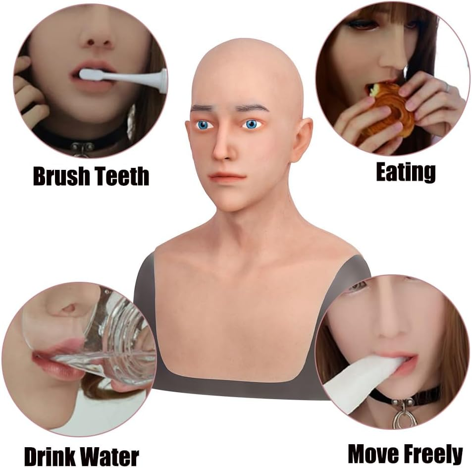 Crossdresser Young Men Mask Headwear Realistic Silicone Full Head Masks Halloween Cosplay Party Handsome Man Face - 02 image number 3