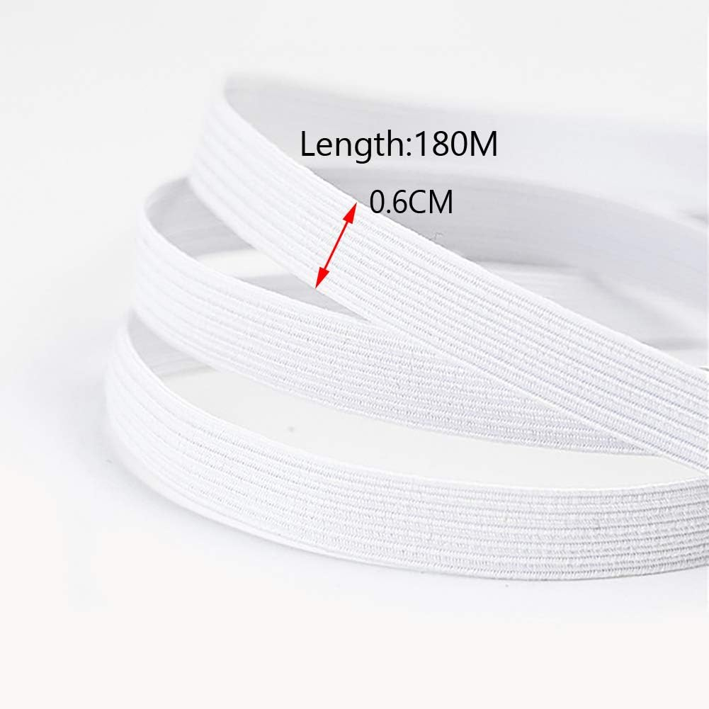 White Elastic Band for Sewing, 200 Yards 1/4 Inch Elastic Cord/Elastic Rope - Heavy Stretch Knit Elastic Band for Sewing Crafts DIY Jewelry Making Bedspread Cuff image number 4