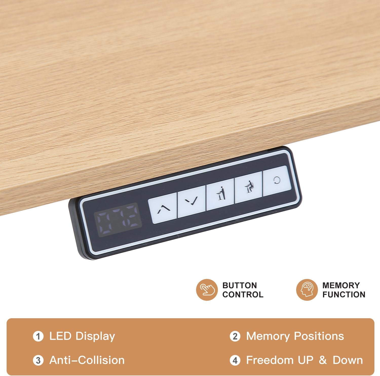 Height Adjustable Electric Standing Desk,160 X 70Cm Splice-Piece Board,Rising Home Office Computer Table with Memory Controller (Burlywood, 160 X 70Cm) image number 3