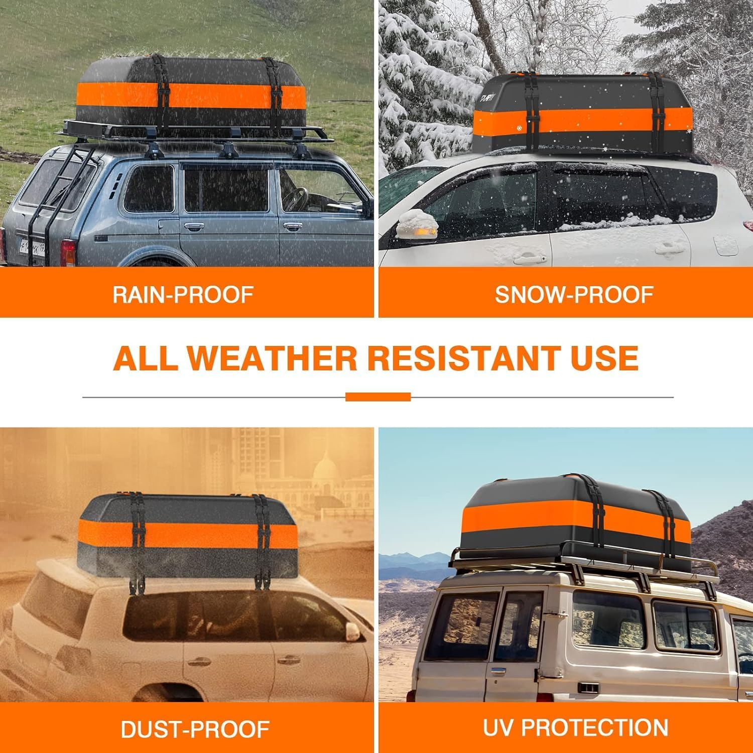 Active Rooftop Cargo Carrier Bag-100% Waterproof 15/20 Cubic Ft.Heavy Duty Car & SUV, Car Roof Bag Storage, Road Trips, Camping (15 Cubic Feet)