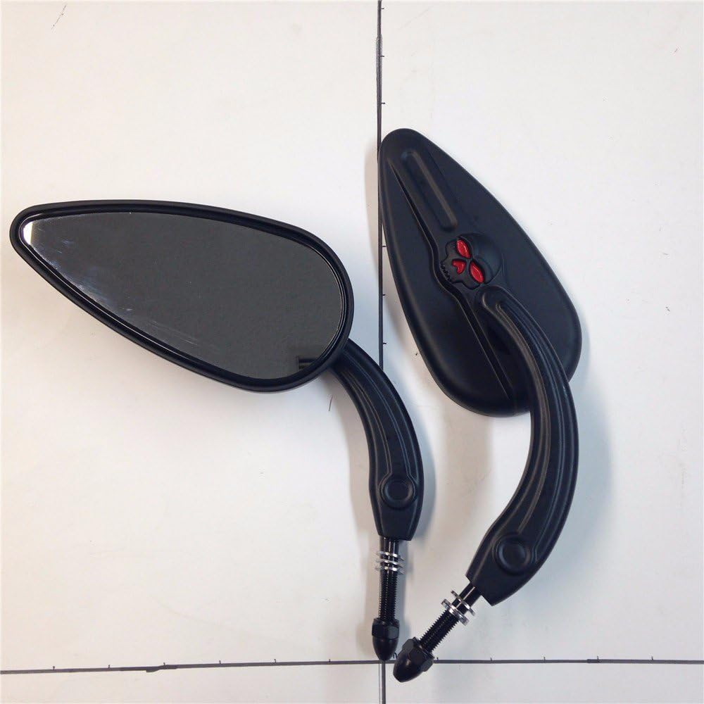 HTT Black Aluminum Teardrop Shape Skull Zombie Emblem Mirrors for Harley Sportster Dyna Touring Dyna Wide Glide EFI FXDWGI image number 6