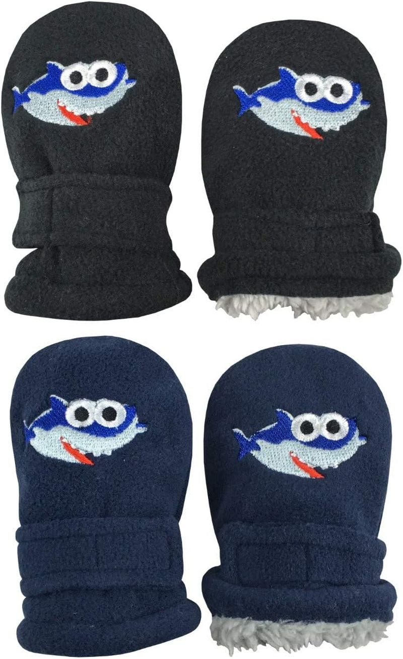 N'Ice Caps Little Kids and Baby Easy-On Sherpa Lined Fleece Mittens - 2 Pair Pack