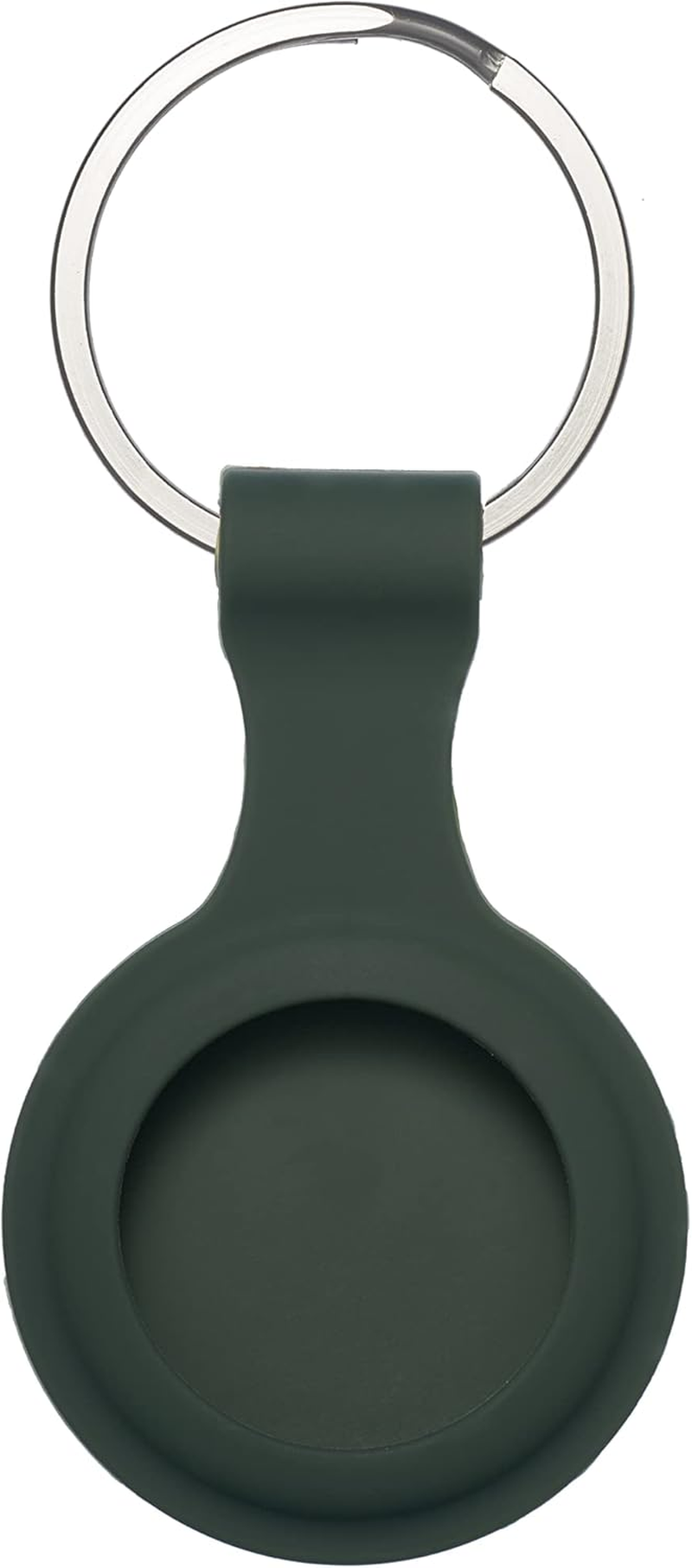 Silicone Keyring Case with Hook &ndash; Compatible with Apple Airtag GPS Tracker &ndash; Anti-Lost, Anti-Scratch, Shock Resistant &ndash; for Keys, Bags, Luggage, Pet Collar (Dark Green)