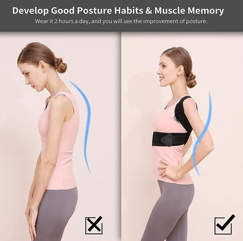 Generic Back Correction Belt anti Hunchback Sitting Posture Correction Belt for Children Hunchback Correction Inner Wearing Posture Belt (Black, M) image number 3