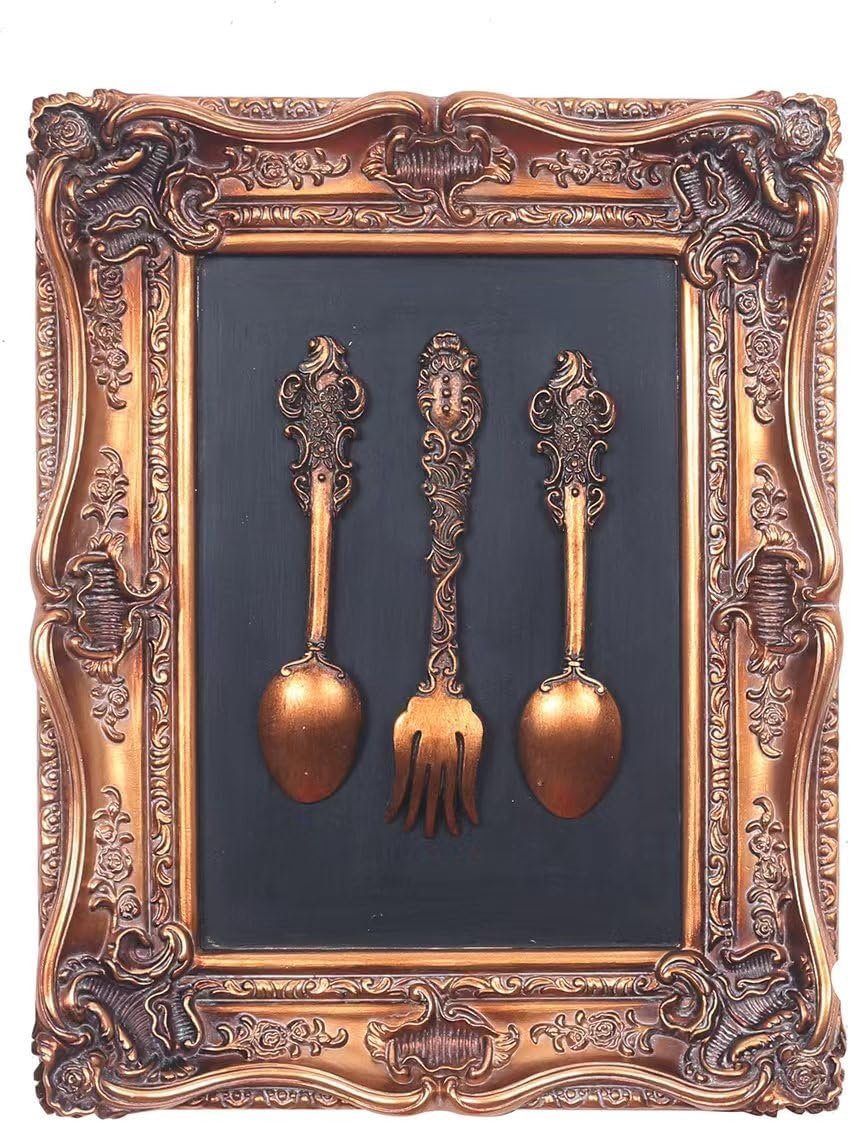 S-MANTIS Vintage Wall Sculpture,Antique Pediment,Hallway Wall Art, Hand Painted Wall Decoration with Embossed Intricate Spoon and Fork Design, Arched Aesthetic Room D&eacute;cor, Gallery, Unique Gift