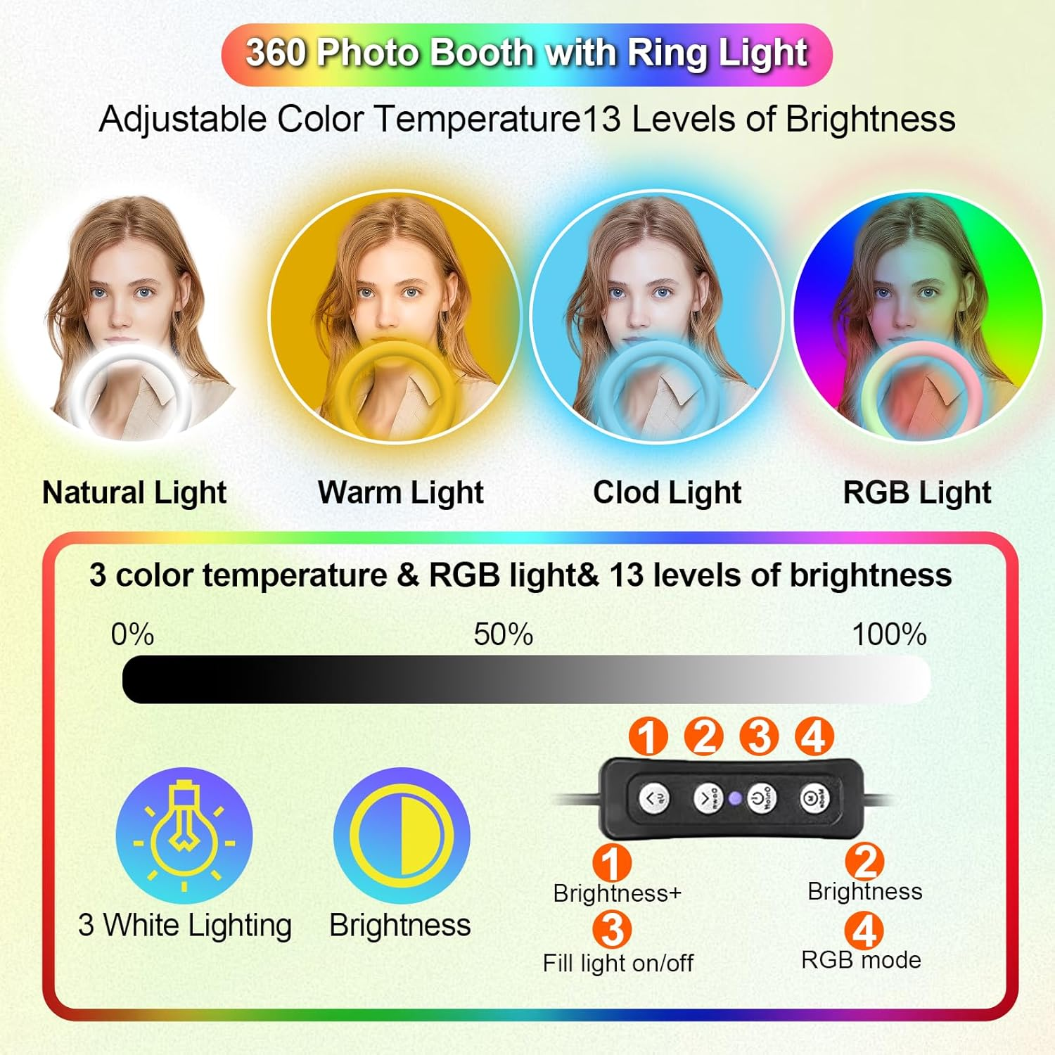 360 Photo Booth Machine for Parties, LED Tempered Glass 360 Booth for 3-4 People, Auto Spin Video Booth with Flight Case,Rgb Ring Light, Free Custom Logo, 360 Camera Booth for Events (100Cm/39.4Inch) image number 3