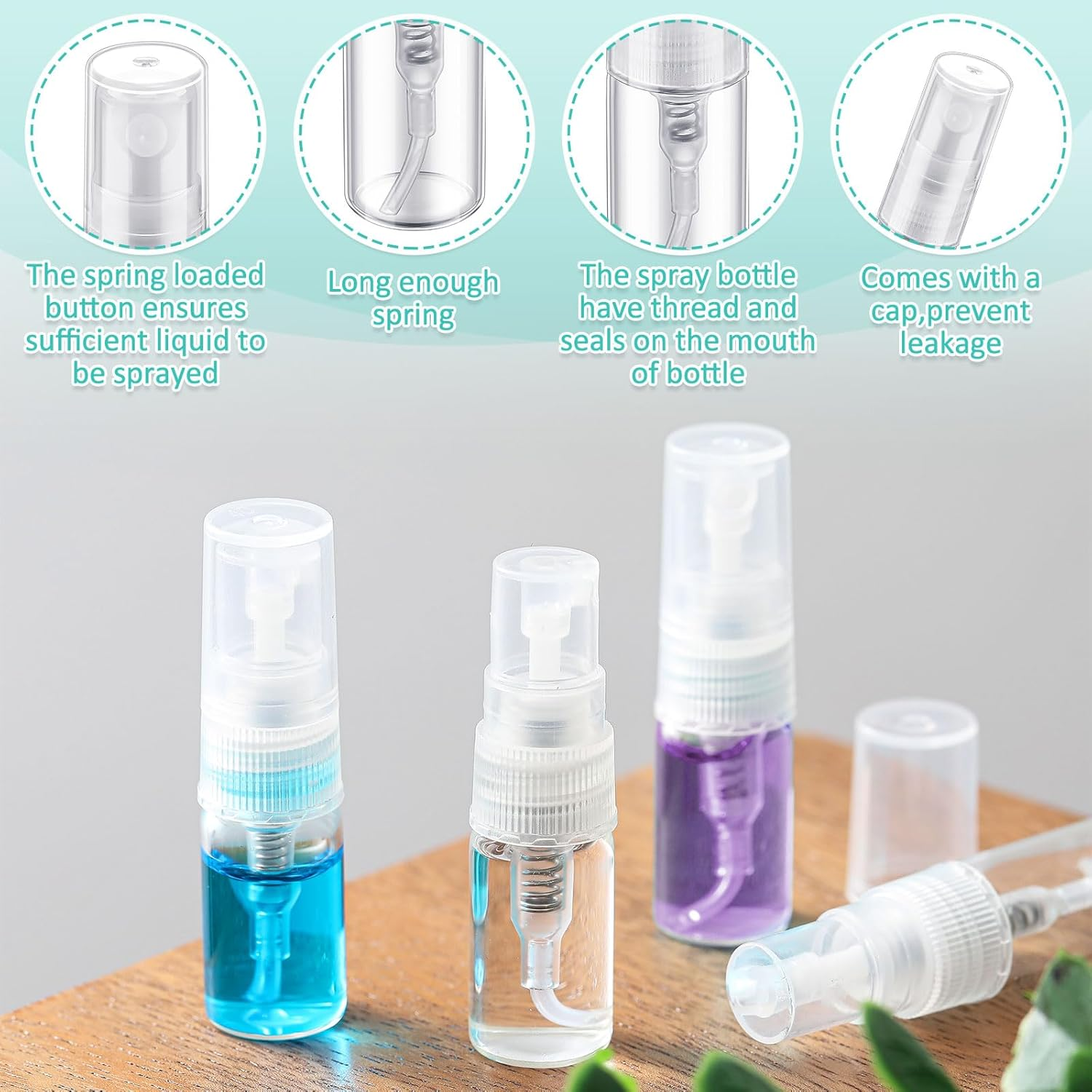 Zhehao Mini Spray Bottles 2 Ml Clear Glass Perfume Bottles Refillable Fine Mist Perfume Atomizer Portable Empty Sample Containers for Cleaning, Essential Oils, Travel image number 2