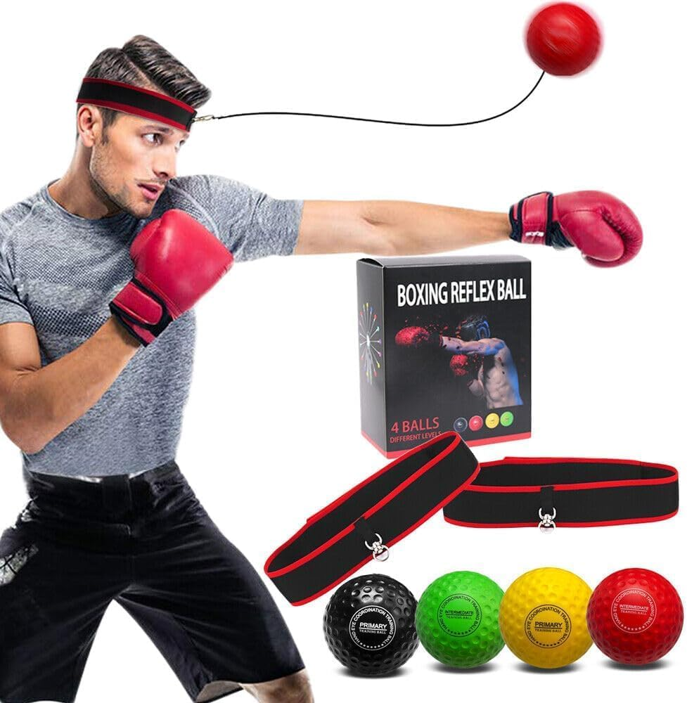 Riksam Boxing Reflex Balls Family Pack &ndash; Boxing Ball MMA Set with 2 Adjustable Headband and 4 Levels Boxing Ball to Improve Speed and Hand-Eye Coordination for Men, Kids Boxing Equipment image number 3