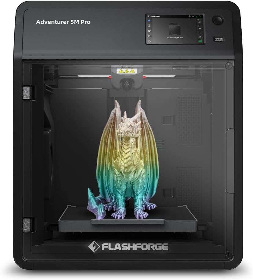 FLASHFORGE Adventurer 5M Pro 3D Pinter, 600Mm/S High-Speed with 1 Click Fully Auto Printing Systerm, Quick Detachable 280&deg;C Direct Extruder, Auxiliary Chamber Cooling, Remote Control, 220X220X220Mm