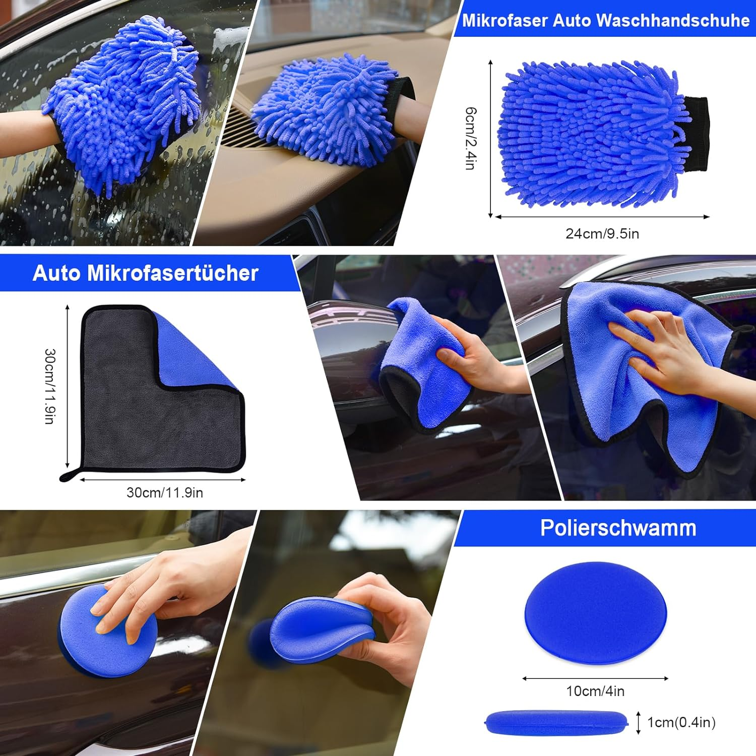 Car Cleaning Set, 20 Pieces Car Care Set, Car Detailing Brush, Car Wash Set for Car Cleaning Interior and Exterior, Air Vent, Dashboard, Engine, Wheels, Household Cleaning, Blue image number 5