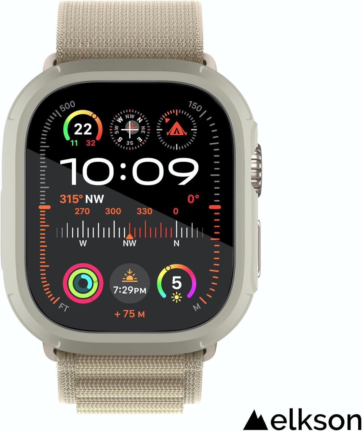 Elkson Made for Watch Ultra 2 1 Bumper Case Screen Protector Kit 49Mm Quattro Max Series Rugged Durable Flexible Shockproof Protective Cover with Tempered Glass for Iwatch (Starlight, 49Mm)