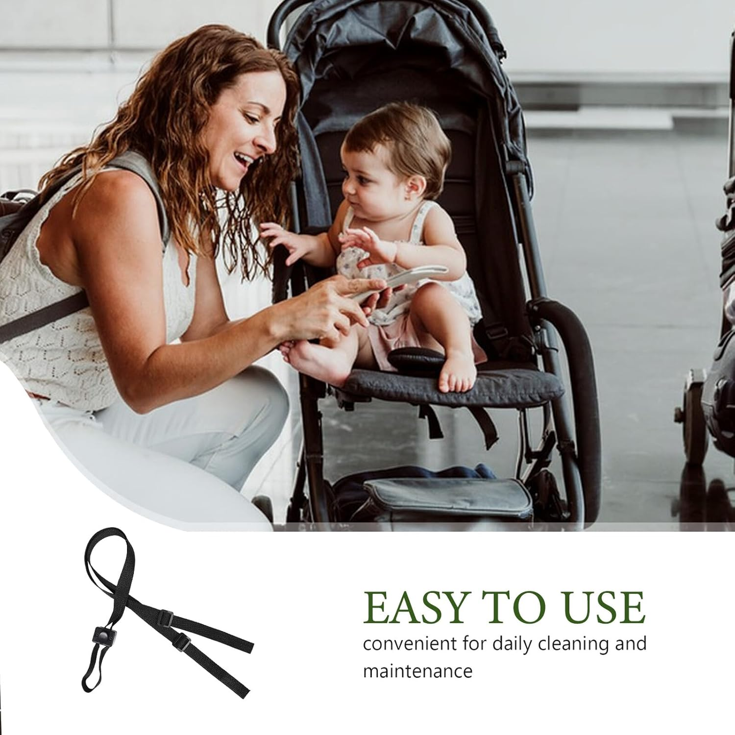 ERINGOGO 3Pcs Stroller Seat Straps Belt, Universal Pram Back Position Adjustment Harness for Pushchair and Highchair, Replacement Safety Harness Recline Strap for Stroller Seats image number 5