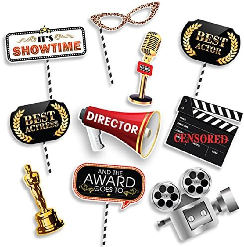 Hollywood - Movie Theme Photography Backdrop and Studio Props DIY Kit. Great as Dress-Up and Awards Night Ceremony Photo Booth Background, Vintage Costume Birthday Party Supplies and Event Decorations image number 1