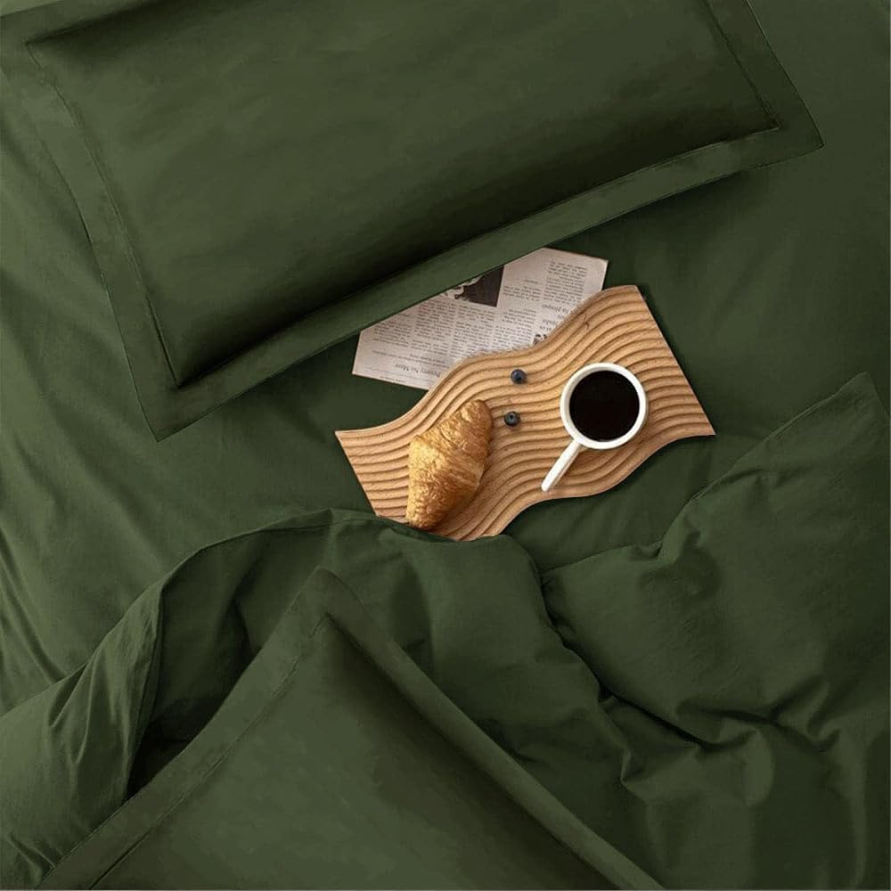 Dark Olive Green Full Comforter Set - 3 Piece Aesthetic Modern Bedding Set - All Season Farmhouse Soft & Lightweight Microfiber down Alternative Comforter Bed Set with 2 Pillow Shams for Women Men image number 2