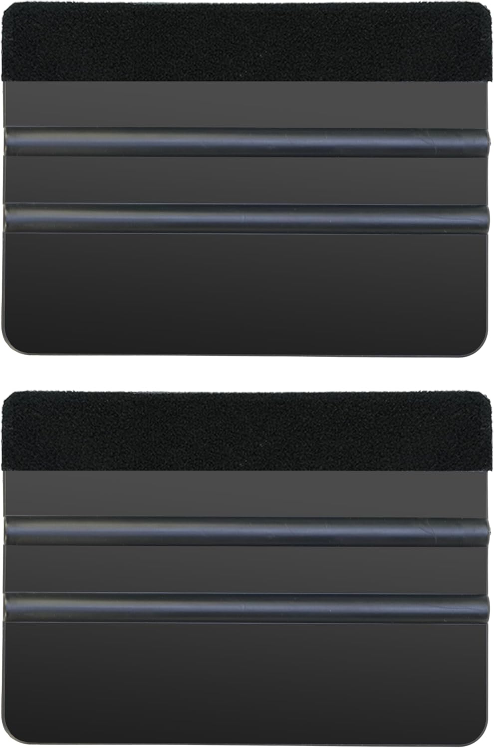 2-Pack Felt Edge Squeegee Tool for Car Vinyl Wrap, Window Tint, & Peel-And-Stick Wallpaper &ndash; Professional Bubble Remover with Scratch-Resistant ABS Plastic, Includes Two Replacement Felt Pads (Black)