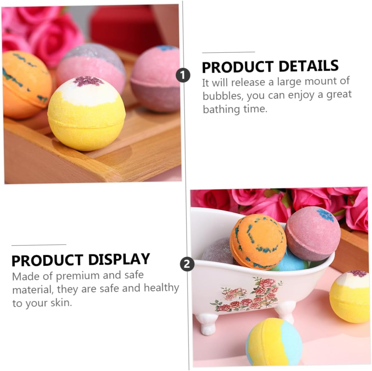 WOONEKY 6Pcs Bath Natural Spa Salts for Relaxation Each Essential Oils Lemon Sweet for Soaking Feet and Bathing Fun