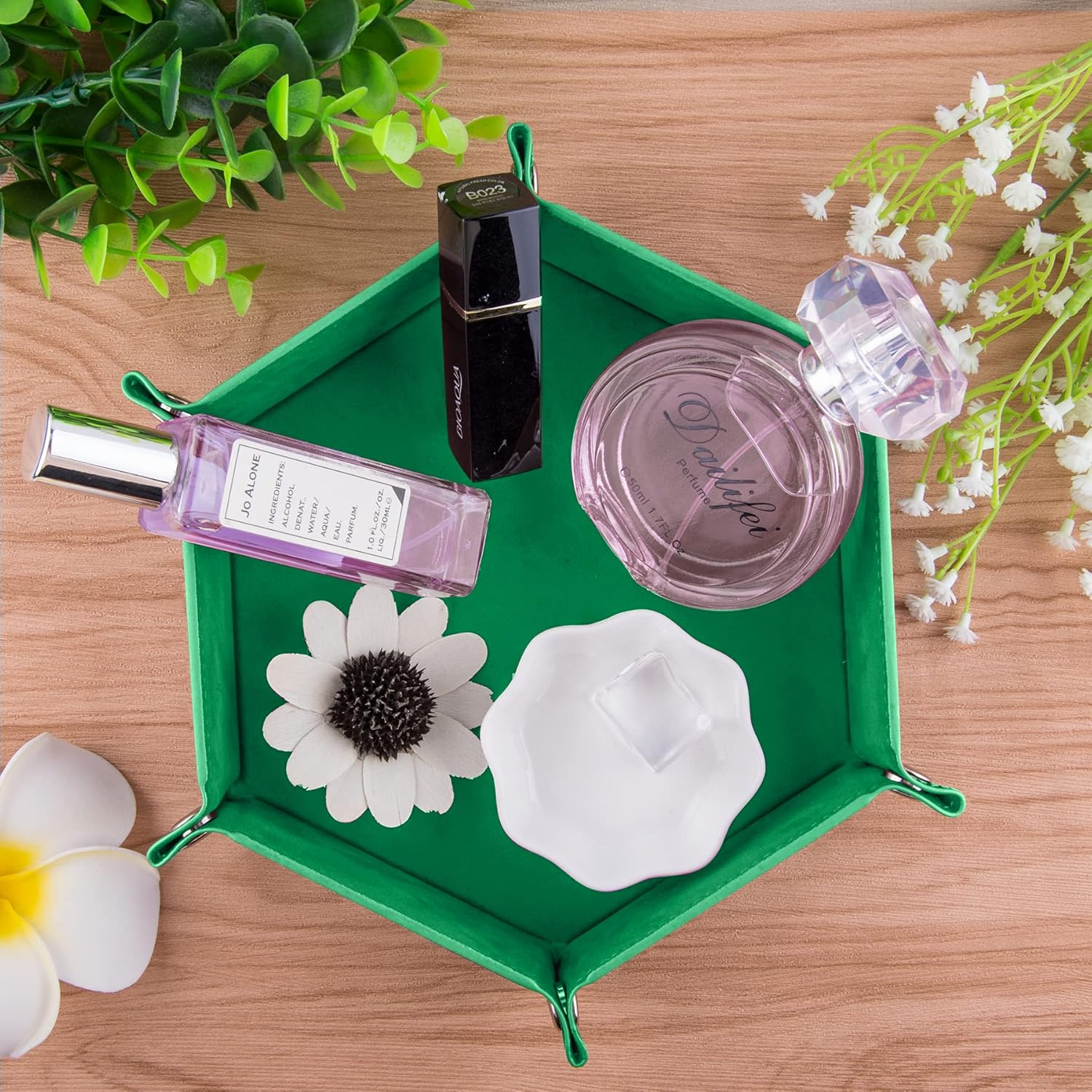 SIQUK 6-Piece Hexagon Dice Tray Set - Folding PU Leather Dice Trays for RPG, DND & Table Games (Red, Blue, Violet, Black, Green, Yellow) image number 6