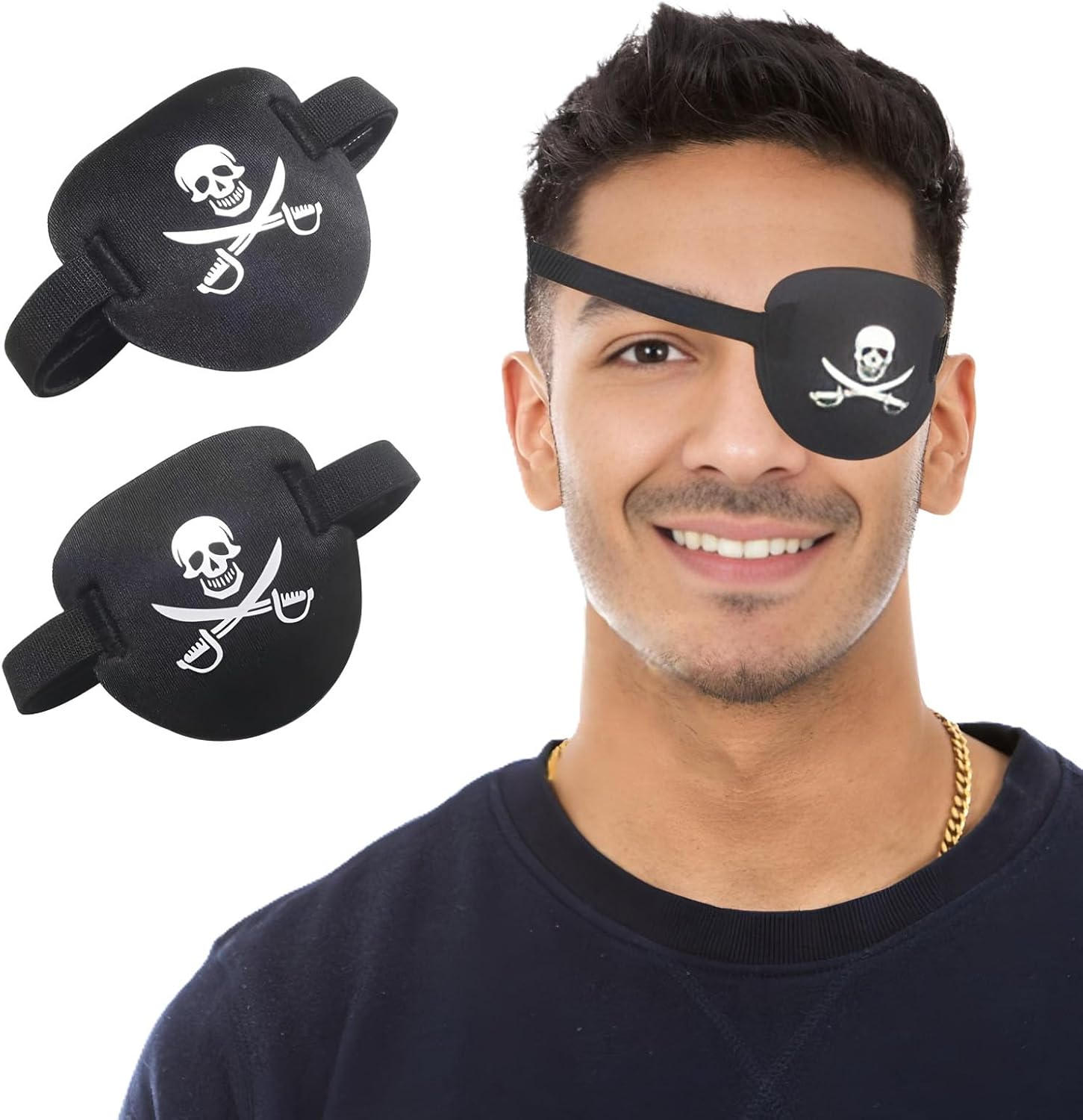 2Pcs Eye Patches for Adults, Soft 3D Adjustable Lazy Eye Patches for Left & Right Eye for Improving Weak Vision Strabismus, Surgery Recovery Period (Black)