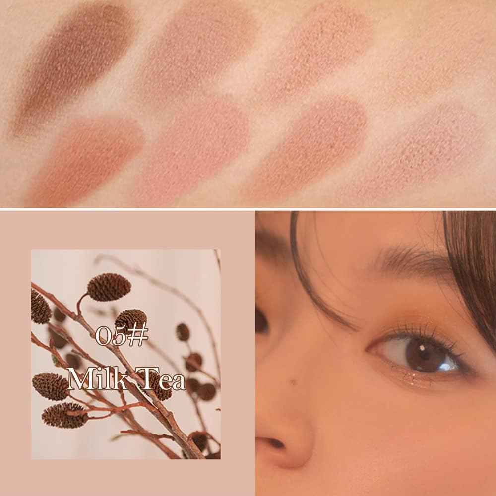 Erinde 10 Colors Eyeshadow Palette - Matte Shimmer Glitter Ultra-Blendable, High Pigmented, Natural-Looking Korean Eye Makeup, Pink Eyeshadow Palette with Brush, Milk Tea - Cement image number 6
