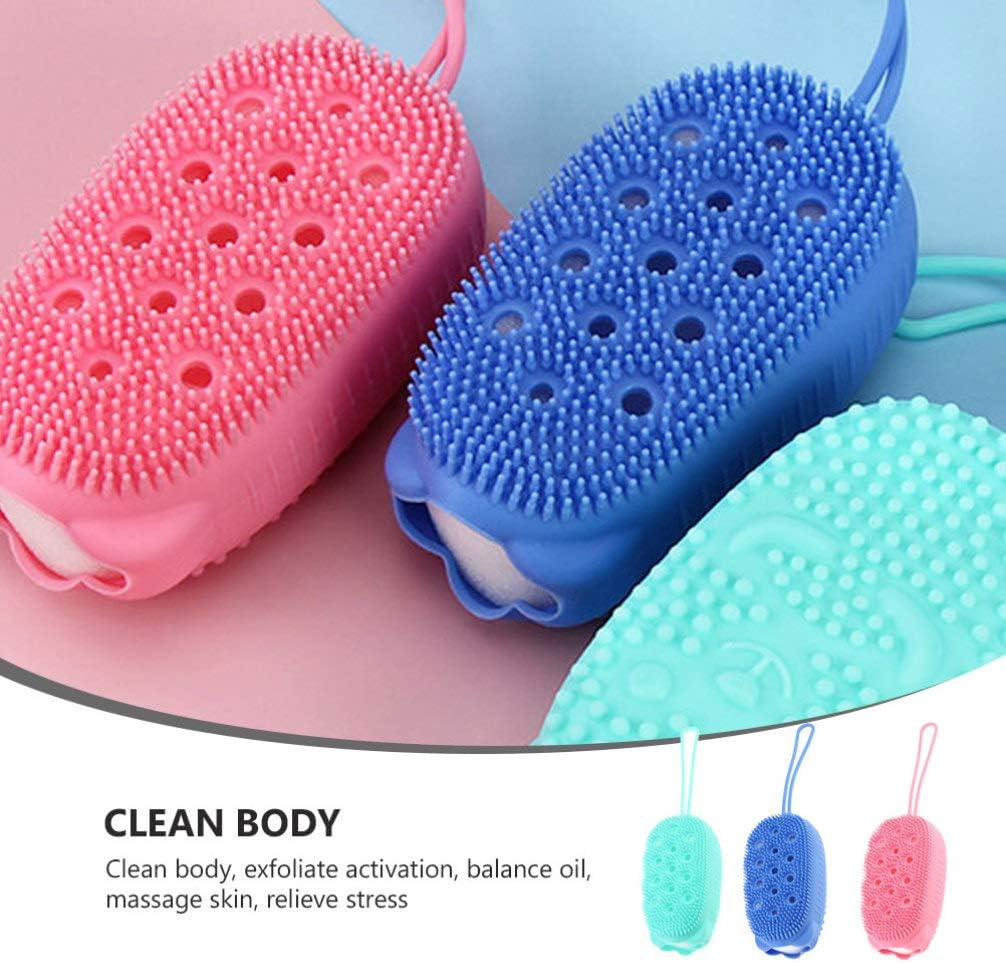 3Pcs Bath Brush Bath Brush Back Scrub Brush Brush Bath Tools Body Cleaning Brush Shower Brush Circulation Brush Skin Massager Sponge the Bubble Shampoo Brush Silica Gel image number 4