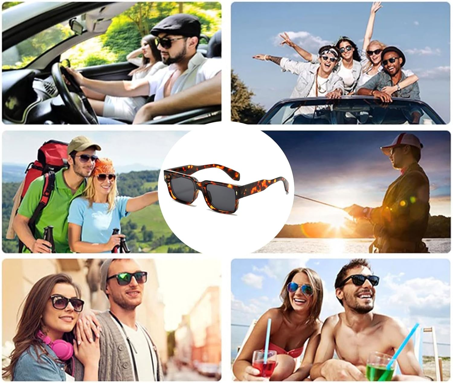 YAMEIZE Retro Square Sunglasses for Women - Men Vintage Rectangle 90S Sunglasses Thick Frame UV400