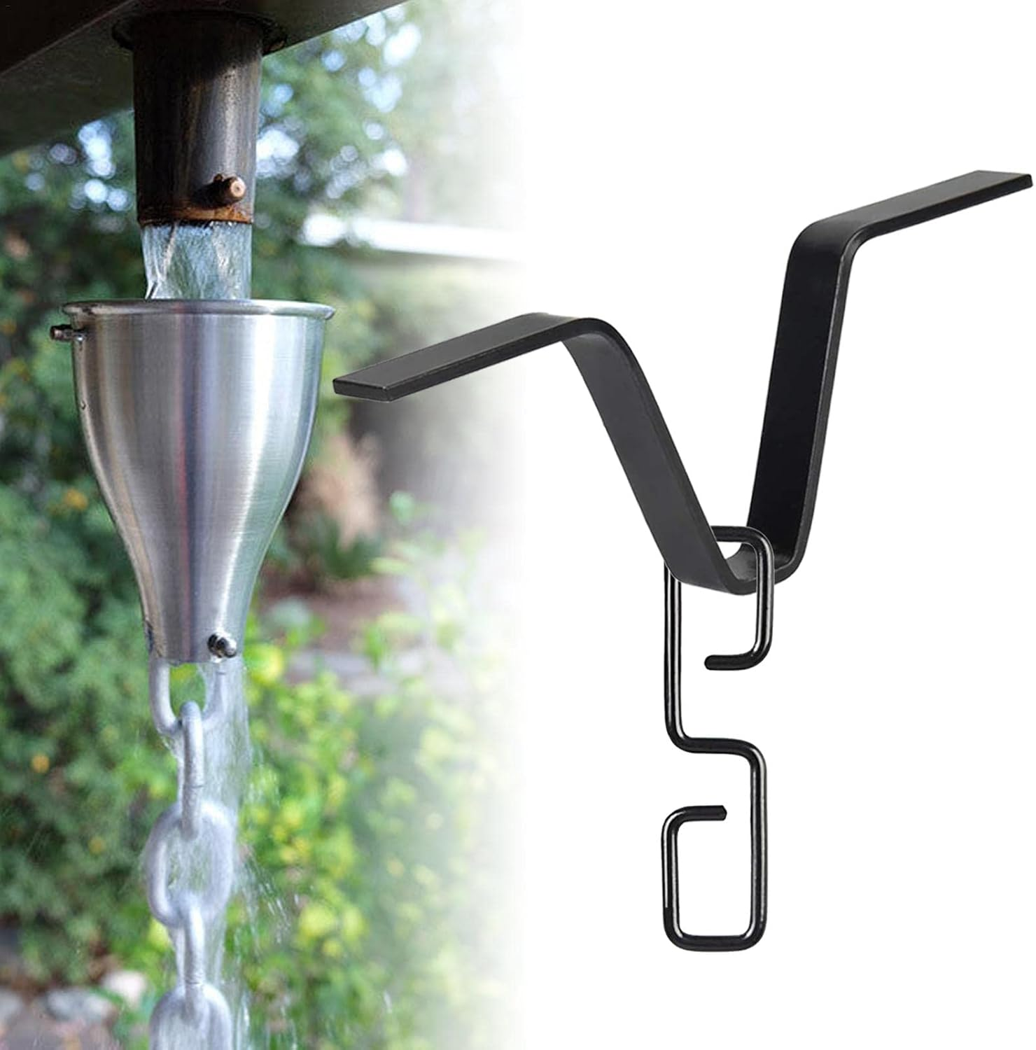 Rain Chains Adapter | Professional V-Shaped Rain Chain Gutter Adaptor for Rain Chain Installation | Rain Chain Hook Adapter for outside Rainy Days B/ image number 6