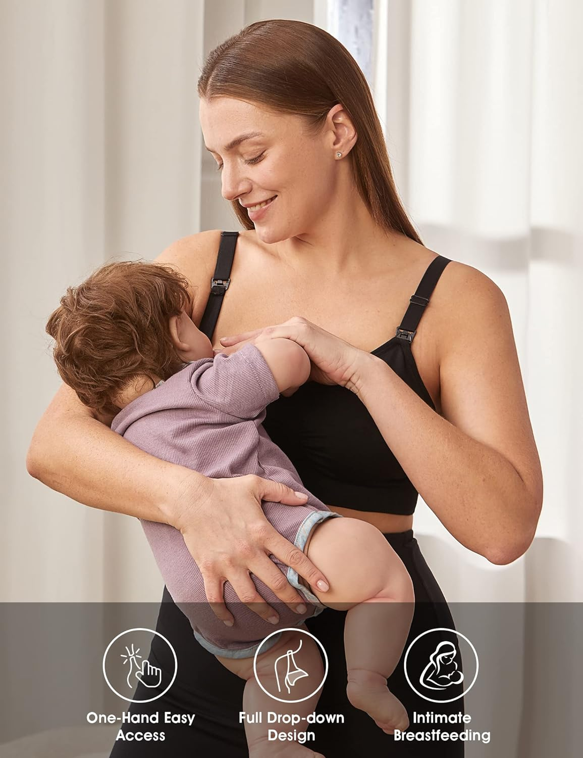 HOFISH Nursing Bras for Breastfeeding Maternty Bras Pregnancy Seamless Everyday Full Bust Comfort Womens Bralette 3 Pack image number 6