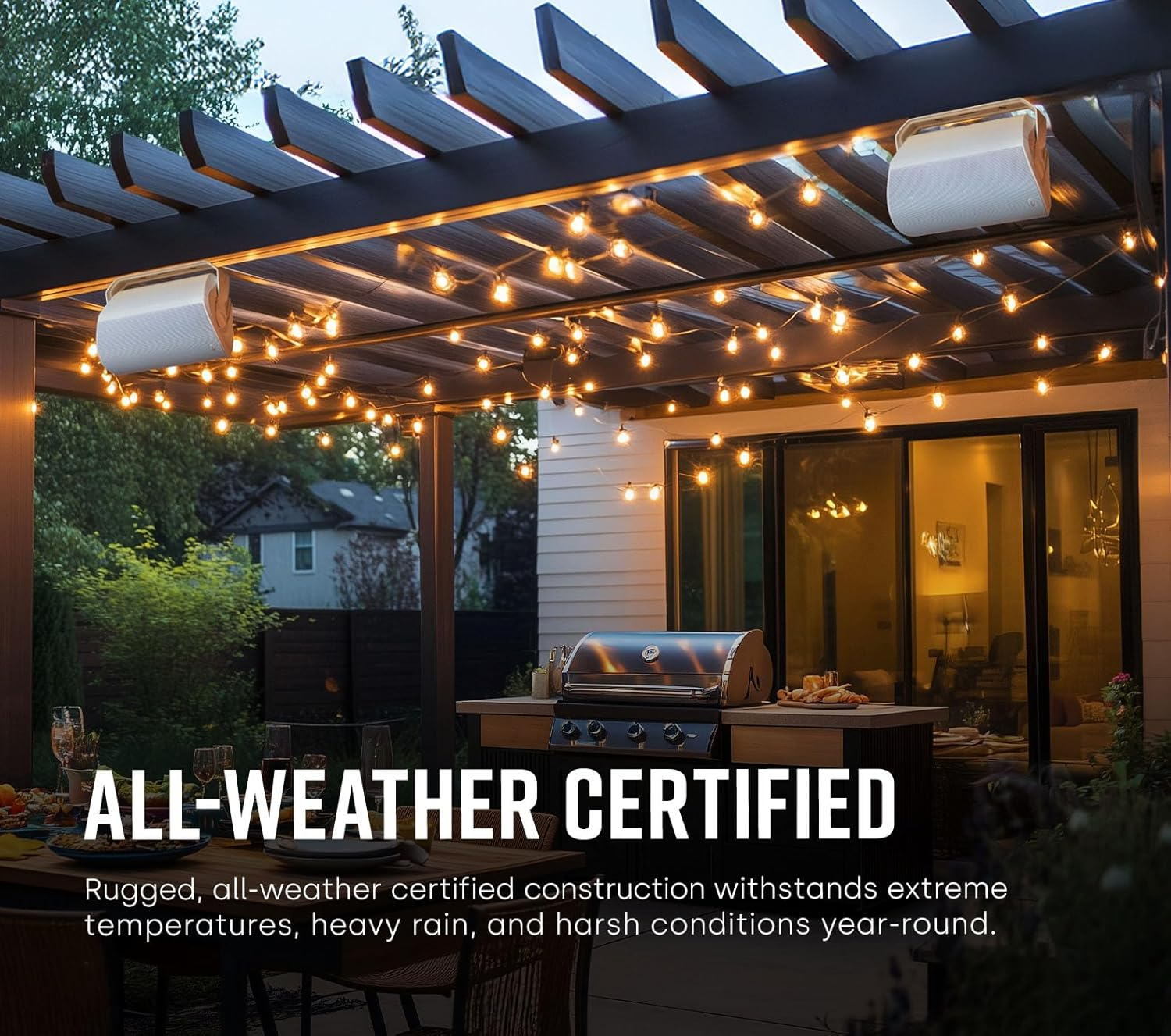 Polk Audio Atrium 8 All Weather Outdoor Loudspeakers 6.5" Dynamic Balance Woofer, Dual Anodised Aluminum Tweeters, Speed-Lock Mounting System, Powerport Bass Venting, Black image number 1