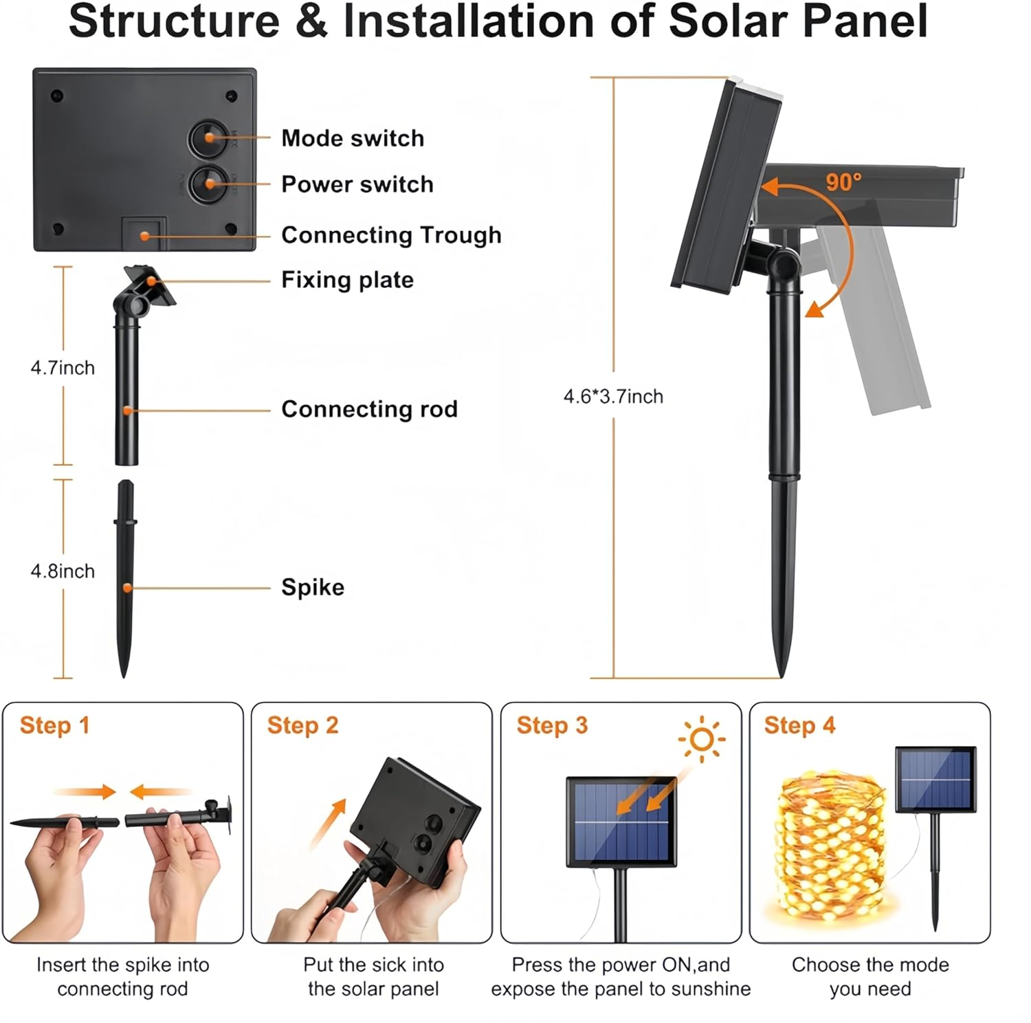 Clearhill Solar String Lights Outdoor, 19Ft/6M Color,300 LED Waterproof Christmas Lights, 8 Modes for Tree Yard Garden Party Xmas Decor - Warm White image number 3