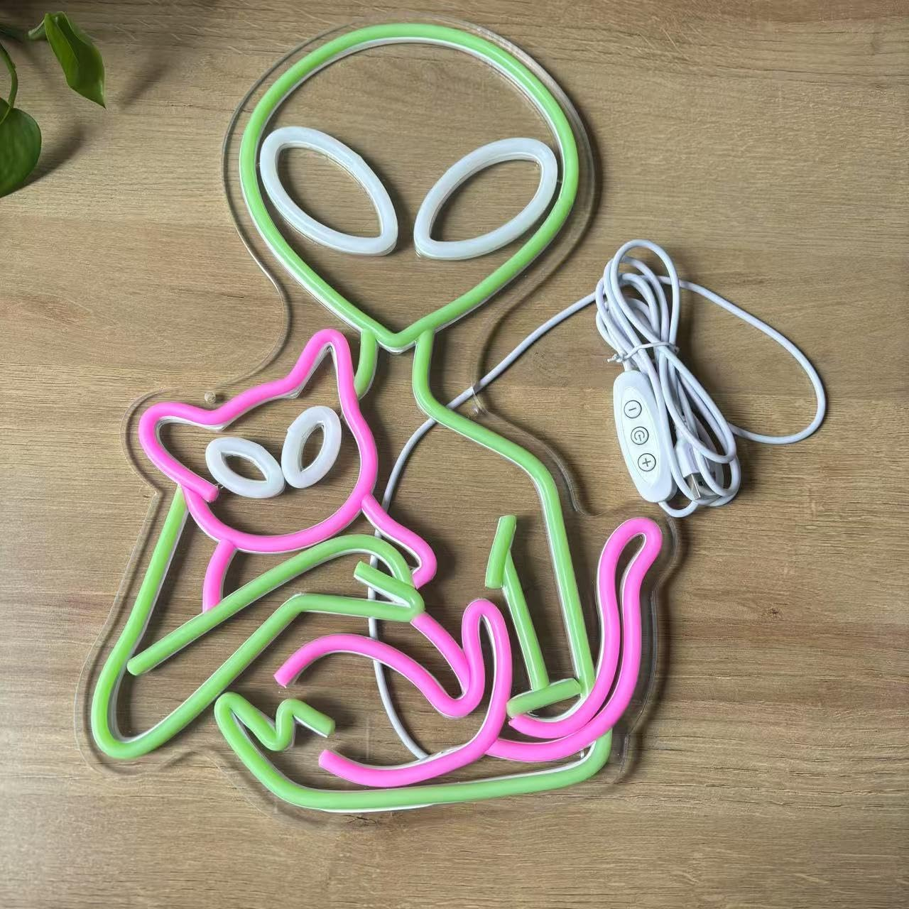 Alien Neon Sign Alien LED Light Alien Cat Neon Light Cat Neon Sign Aesthetic Room Decor Nursery LED Sign Custom Neon Sign UFO Neon Sign image number 6
