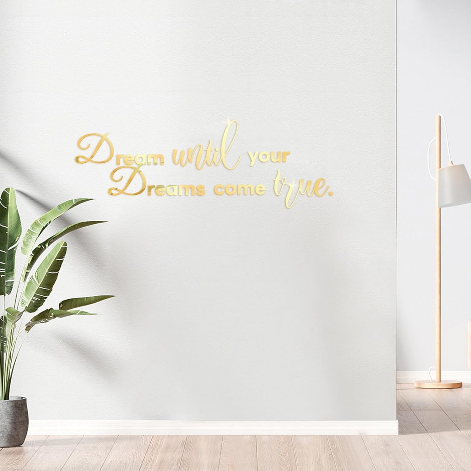 Dream until Your Dreams Come True Acrylic Mirror Wall Stickers, Inspirational Quotes Wall Decals Large Removable Motivational Saying, Peel and Stick Family Art Decor for Home Office, Silver image number 2