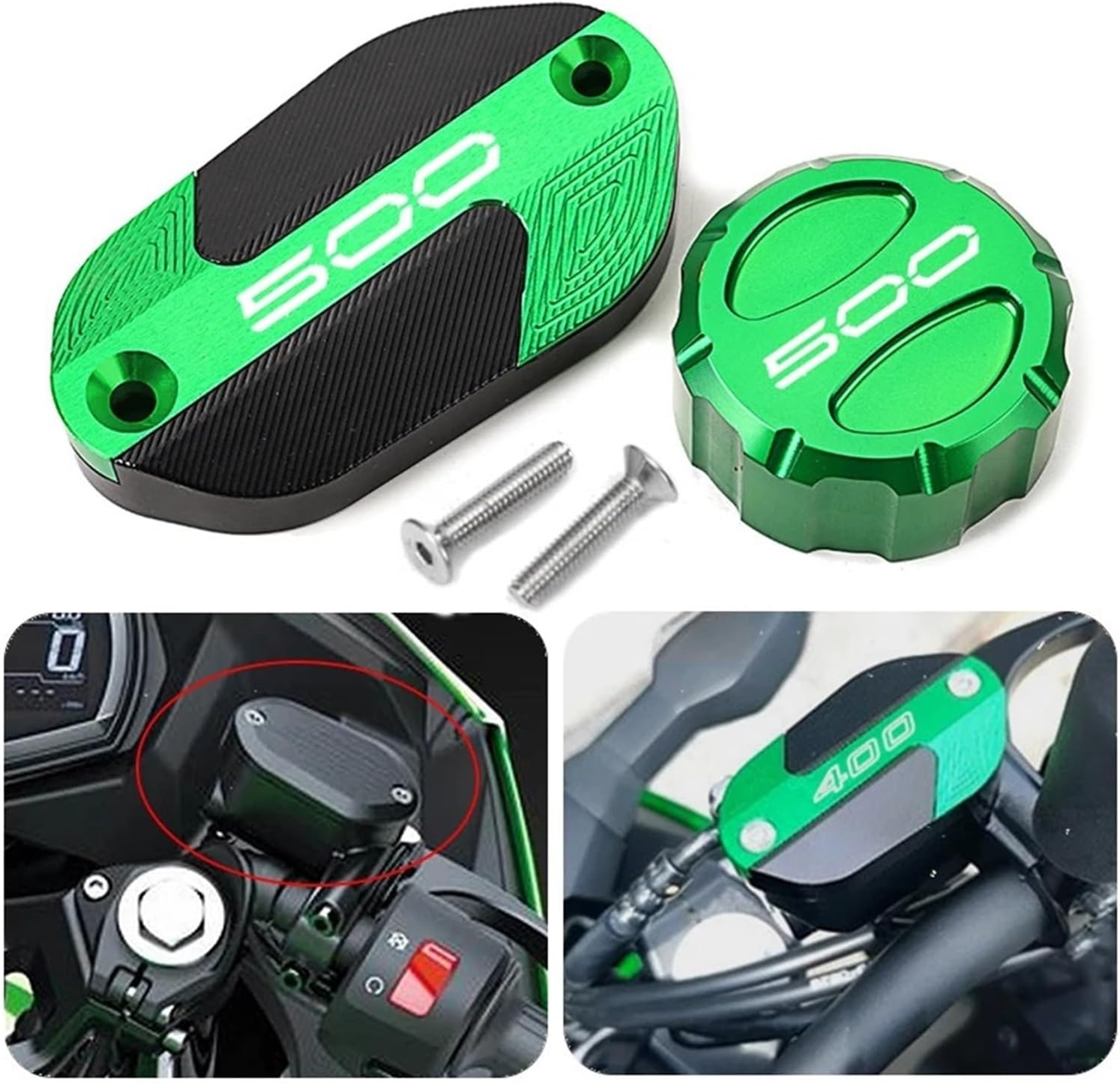 Compatible with Ninja500 Z500 Ninja 500 SE 2024 2025 Ninja 400 Z400 Motorcycle Accessories Brake Fluid Reservoir Cover Oil Tank Cap(Green-500) image number 3