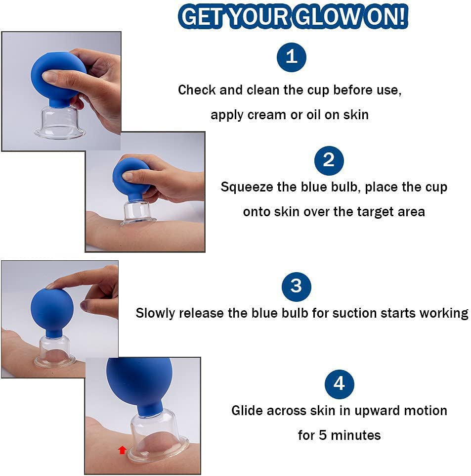 2 Pcs Facial Glass Cupping Set, Silicone Vacuum Suction Cupping Cups, Cupping Massage Therapy, Lymphatic Drainage Massage Cupping Tool Cups for Body and Facial Care image number 3