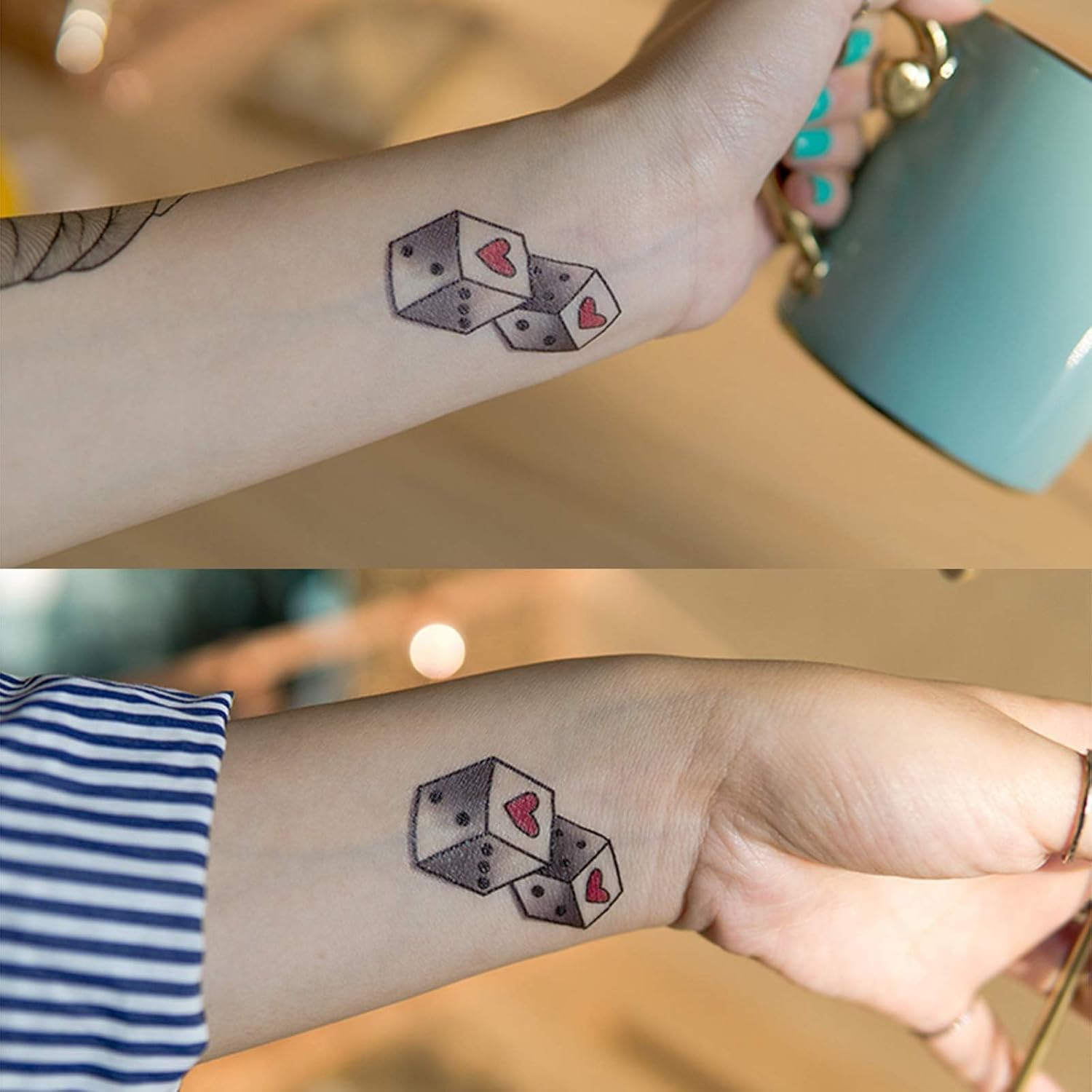 CARGEN Traditional Temporary Tattoos - Old School Vintage Classic Cool Stickers Sailor Jerry Style Flower Globe Beach Coconut Tree Skull Poker Drifting Bottle Dice Torch Temporary Tattoo Fake Tattoo image number 1