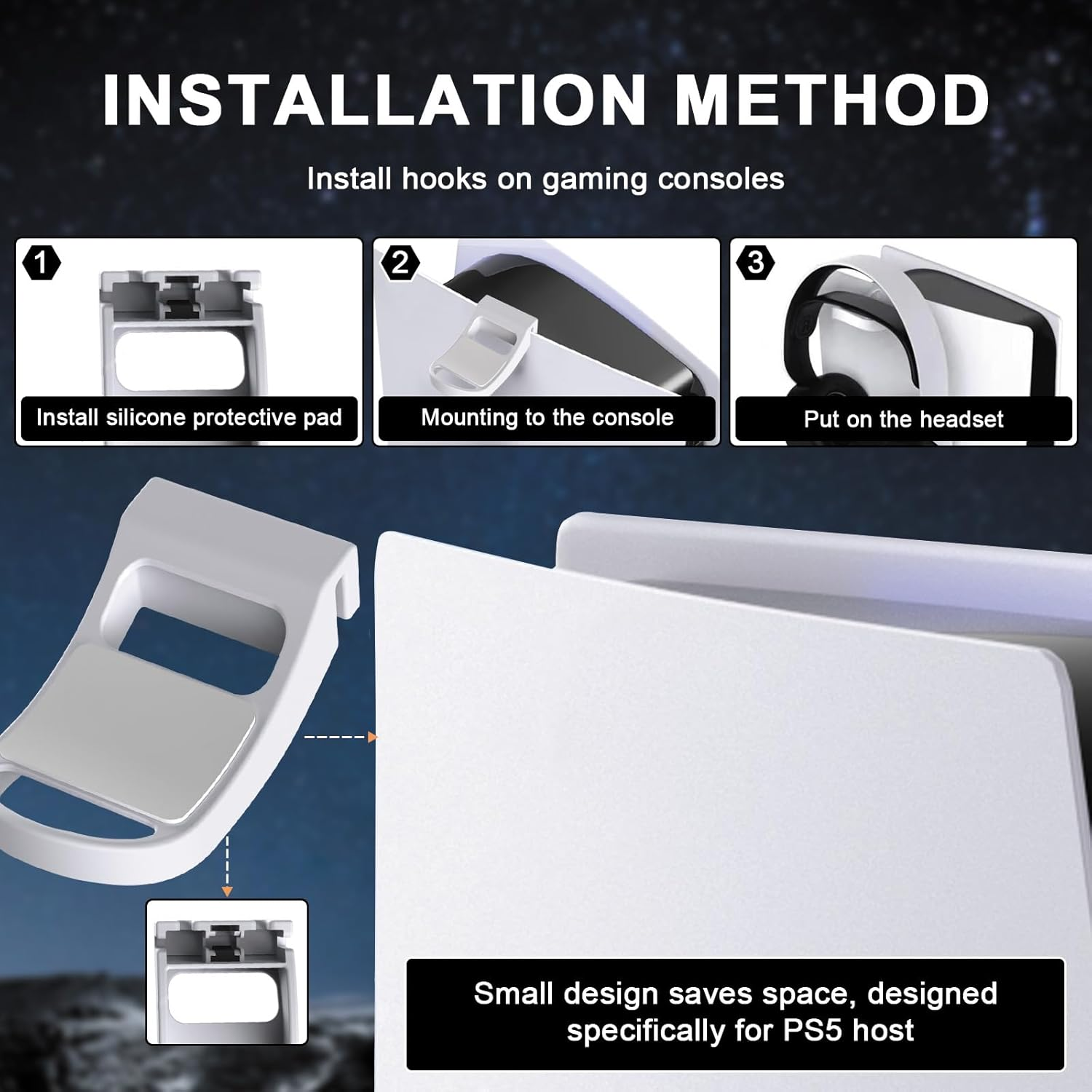 Controller Holder for PS5, Gaming Controller Stand - Universal Headset & Hanger for Ps5/Slim/Pro Consoles, Minimalist Design with Secure Fit, Compatible with Xbox & Switch Pro (White) image number 4