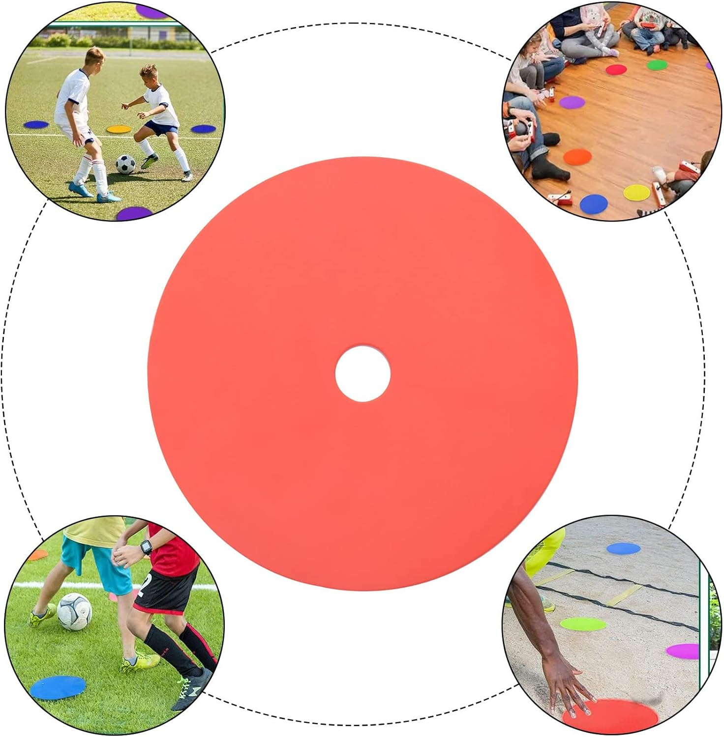 Hcskoss 10Pack Spot Markers Flat Disc Markers Poly Vinyl Spot Markers Non- Spots Markers Agility Markers Floor Dots Football Basketball Sports Speed Agility Training Markers for Sports Training image number 4
