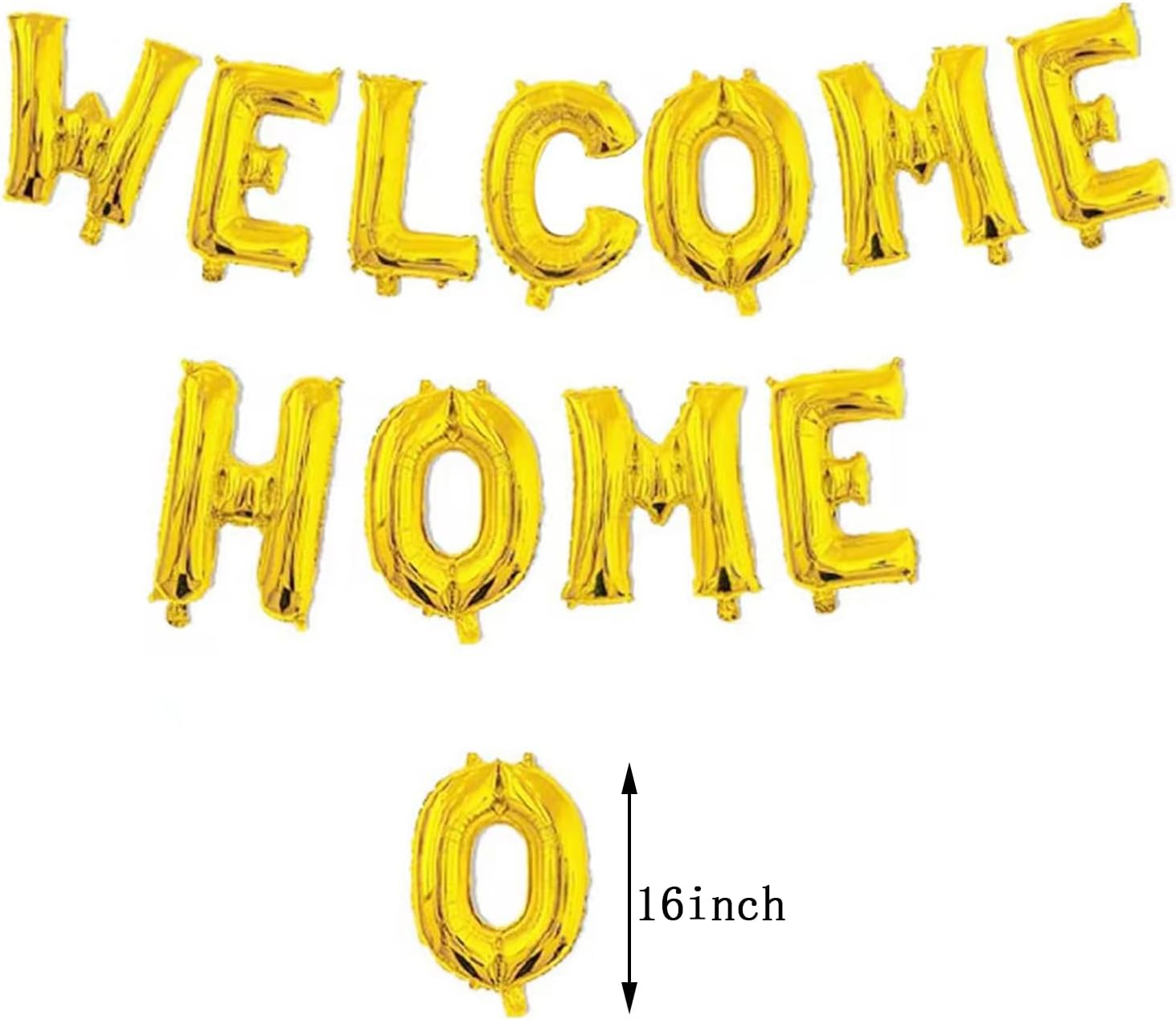 16Inch Welcome Home Balloons Banner Foil Mylar Balloon for Home Party Supplies Deployment Return Decorations (Gold) image number 1