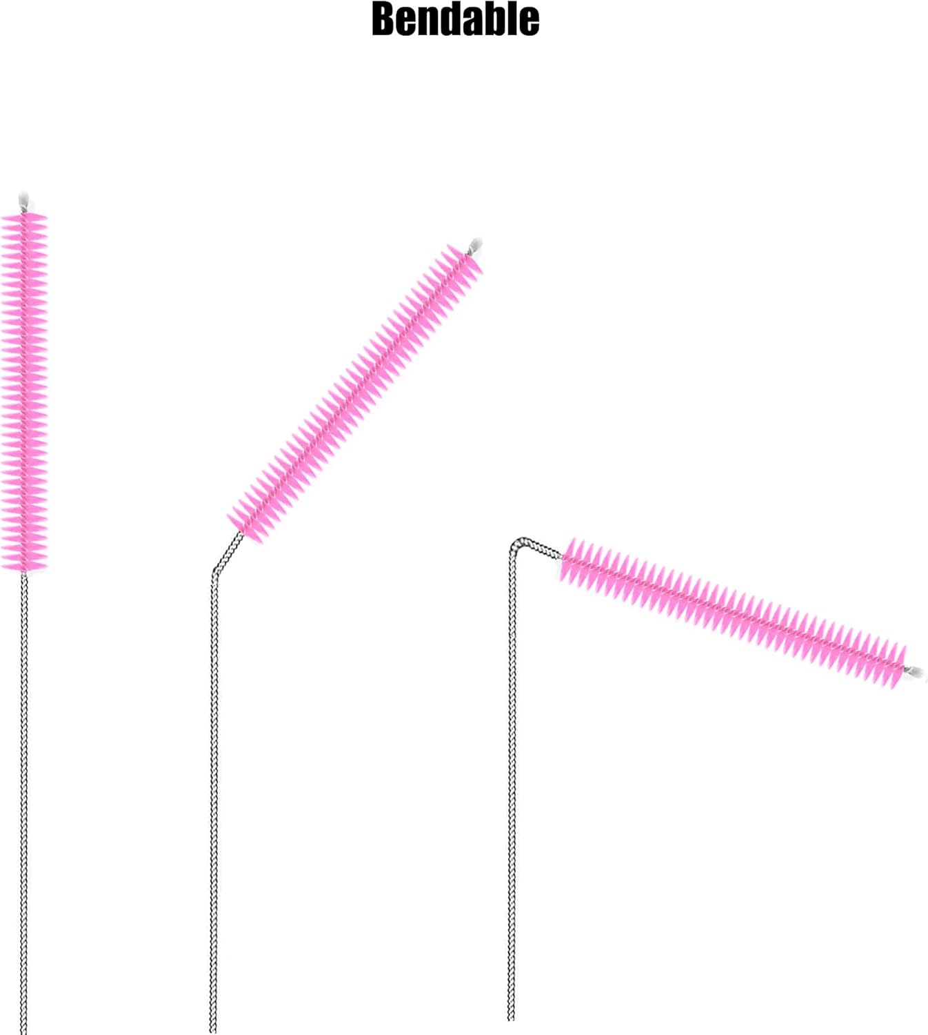 FOREVERIE Multipurpose Small Cleaning Brush Pink for Cleaning Straws, Sippy Cups, Water Bottles, Nozzle, Teapot, Narrow Corner Area, Set of 6, Diameter 10 X Length 250 Mm / 0.4 X 10 Inch image number 3