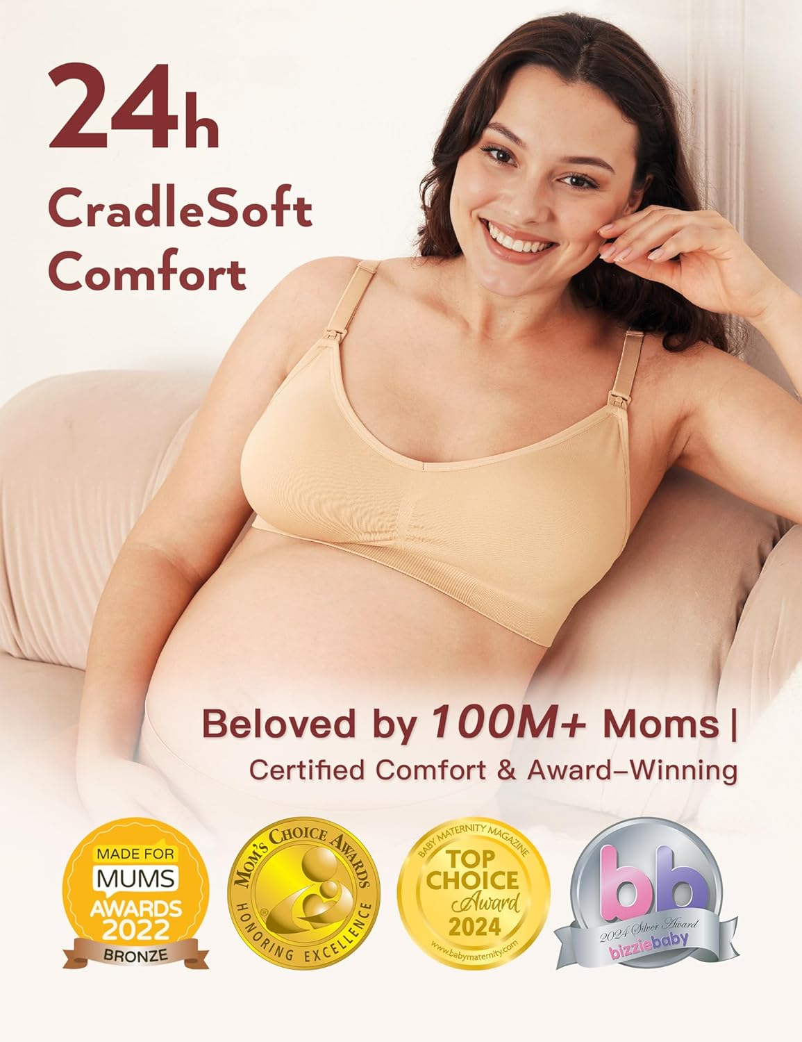 HOFISH Nursing Bras for Maternity Breastfeeding Seamless Wirefree Push up Bras for Womens Pregnancy Everyday Comfort 3Pack image number 2