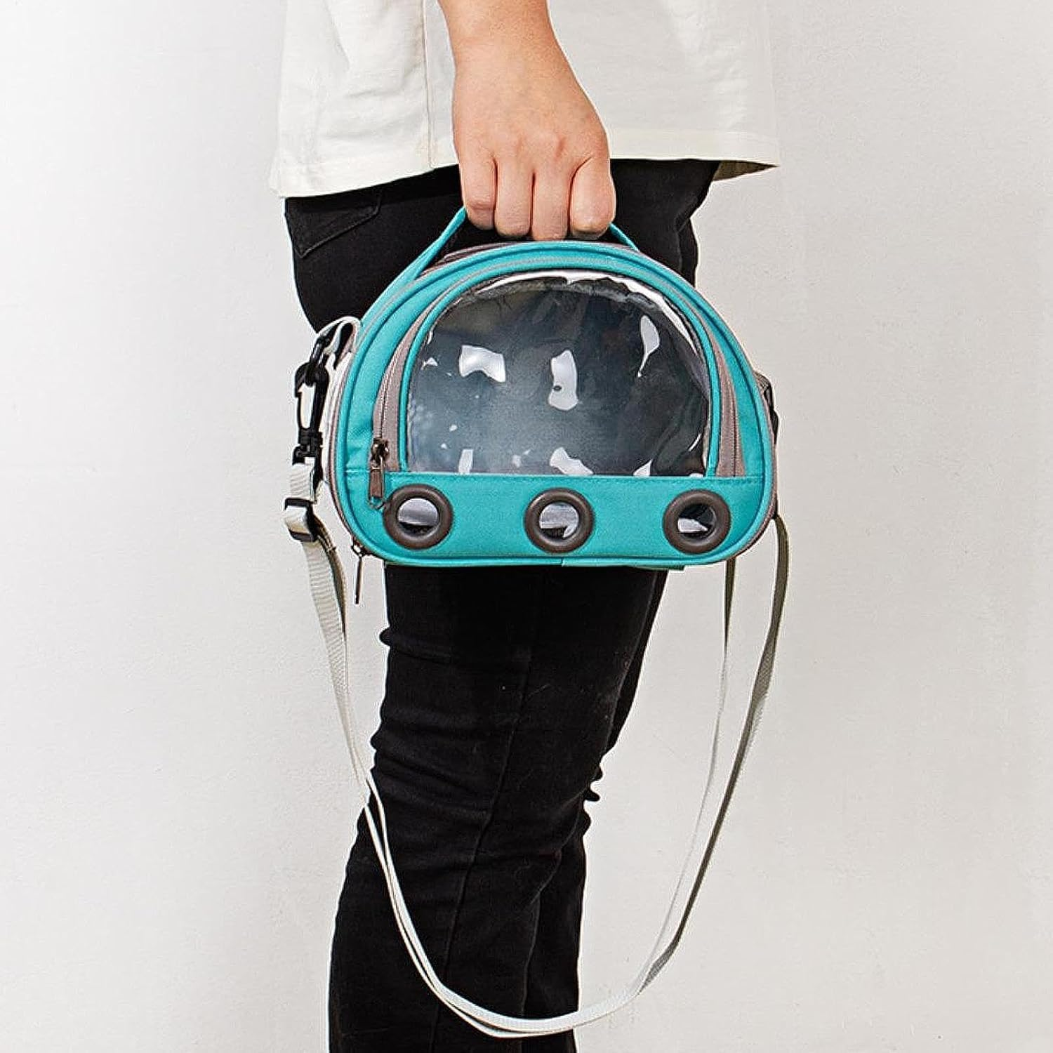 Hamster Travel Carrier Bag Guinea Pig Carrier Bag Travel Small Animals Chinchilla Outgoing Carrier Cage Carrying Shoulder Bag, Pink, S (Blue,L) image number 1