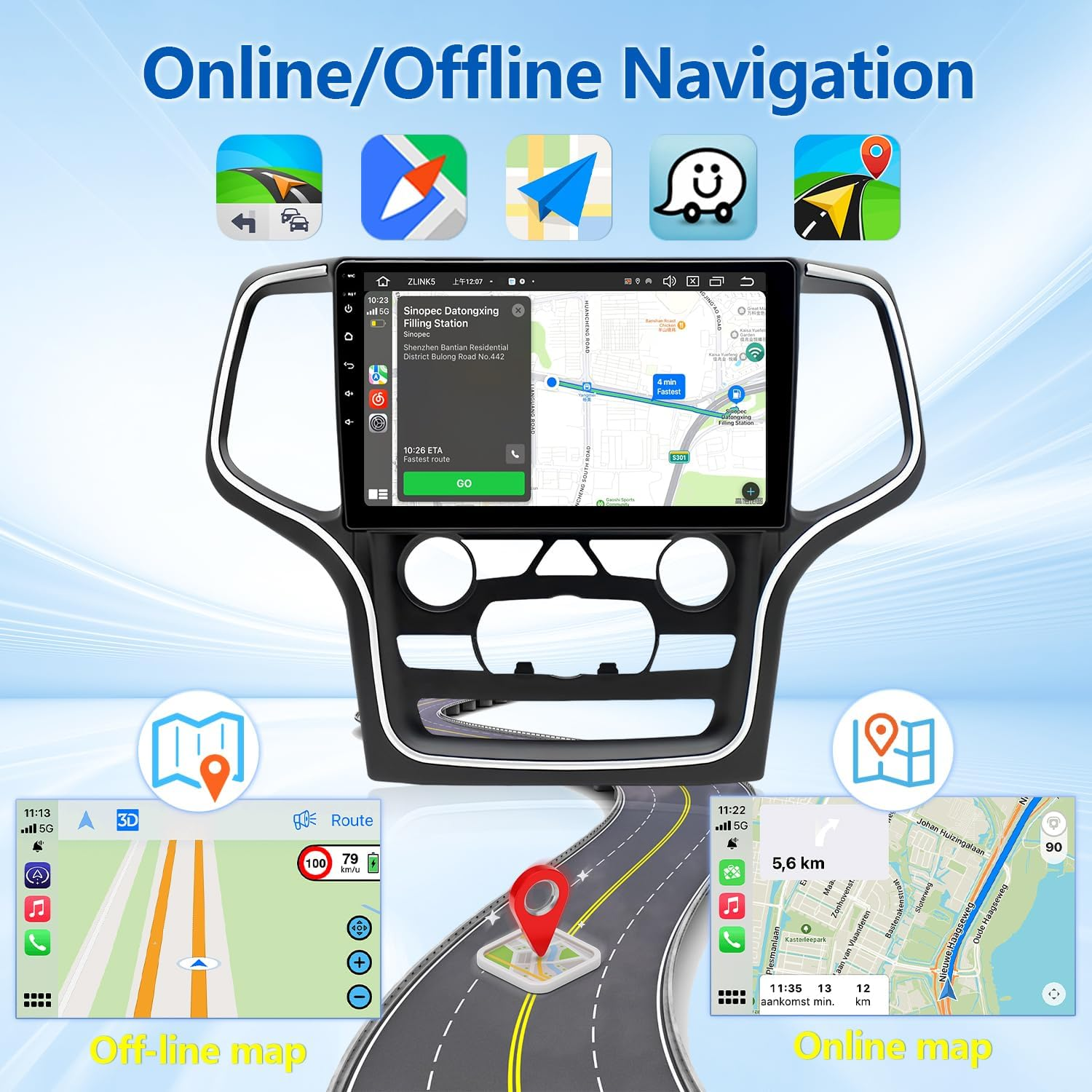 For 2014-2022 Grand Cherokee Radio, Android 13 Car Stereo with Wireless Carplay and Android Auto 10 Inch IPS Touchscreen Stereo Dash Kit | GPS | Wifi | AHD Backup Cam | 2+32G image number 3