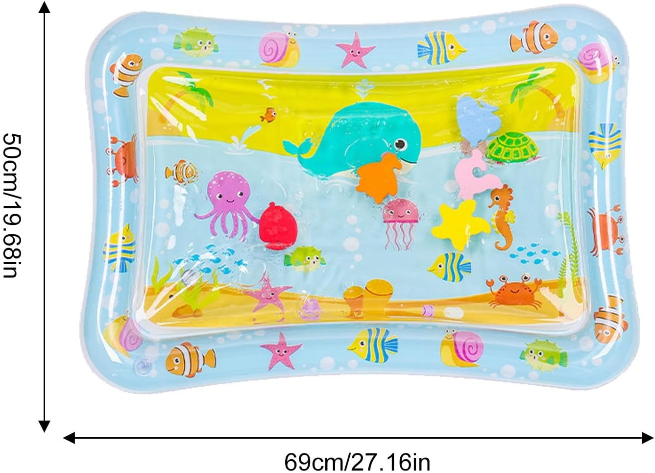 Sensory Water Mat for Cats, Tummy Time Water Mat Cat Sensory Toy, Water Sensory Playmat for Cats, Thickened Sensory Water Mat, Inflatable Water Mat Toy for Pets and Kids - Island Style image number 4