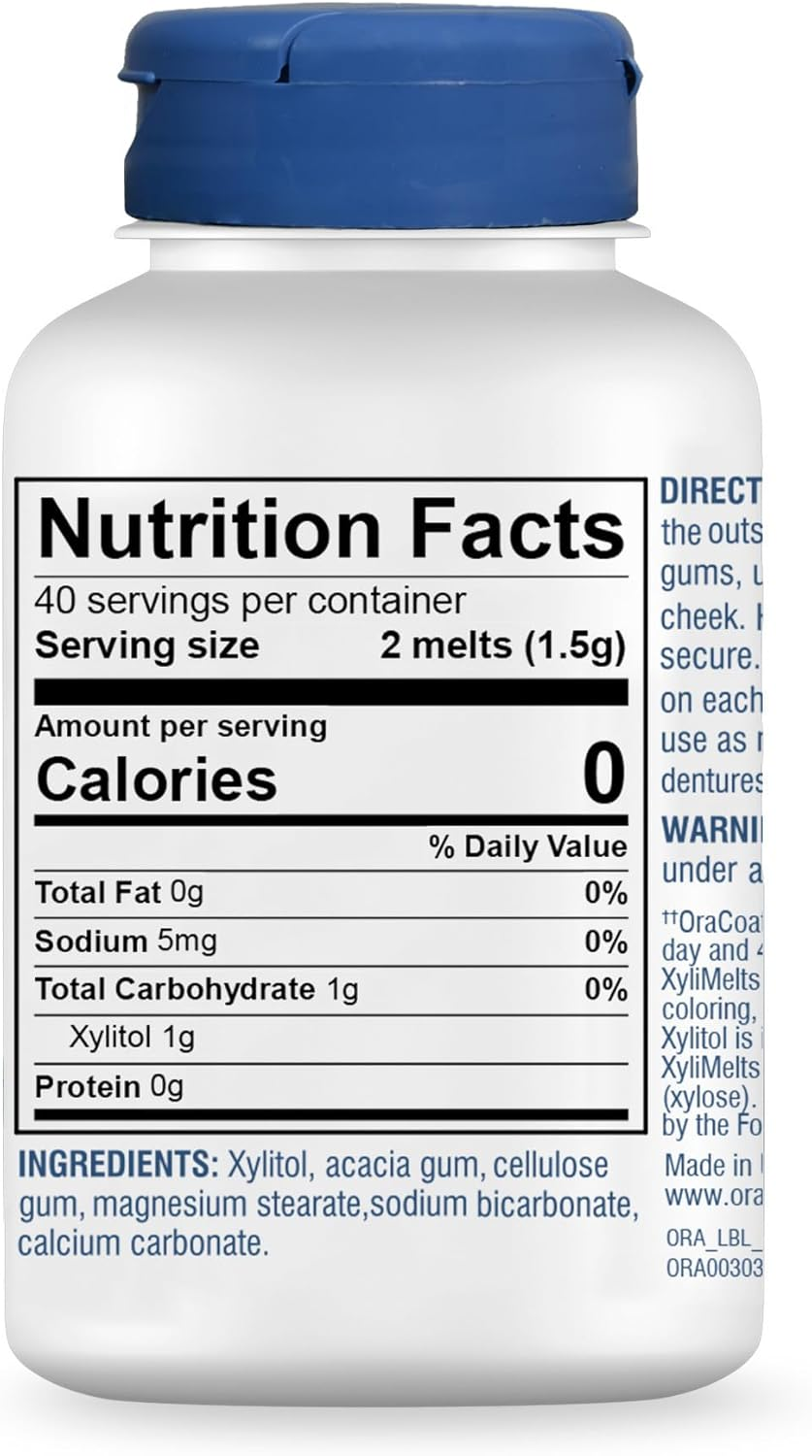 Oracoat Xylimelts Dry Mouth Relief Discs &ndash; Xylitol &ndash;Oral Adhering Discs for Day & Night Use &ndash; ARTG Listed &ndash; Non-Acidic, Time-Release Formula 3 Bottles (240, Slightly-Sweet Flavor) image number 4