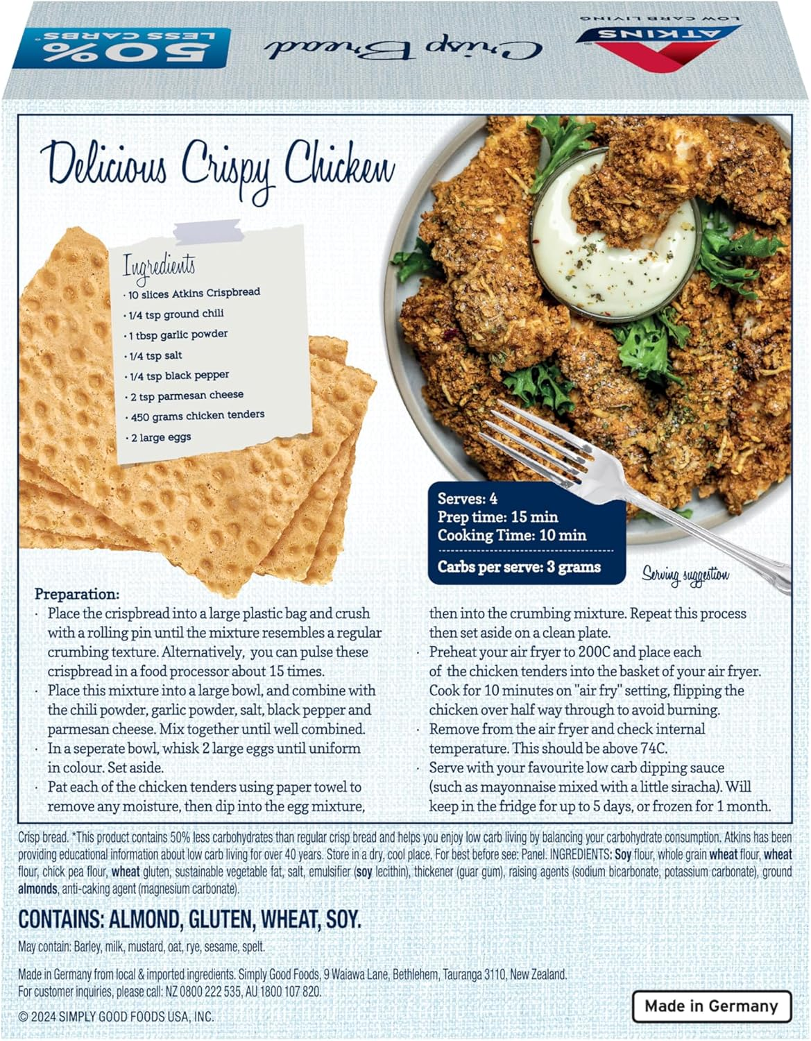 Atkins Low Carb Crispbread 100G image number 3