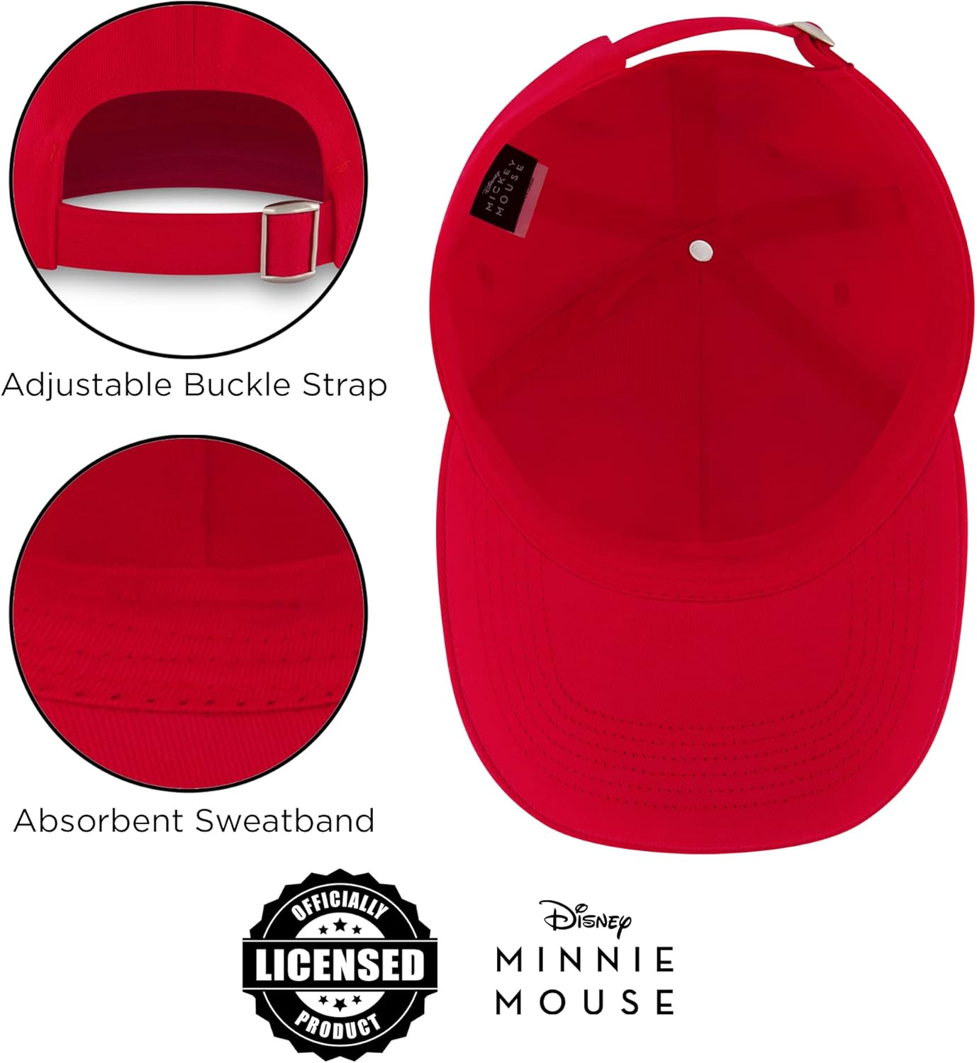 Disney Women'S Baseball Cap, Minnie Mouse Adjustable Hat for Adult - Black image number 7