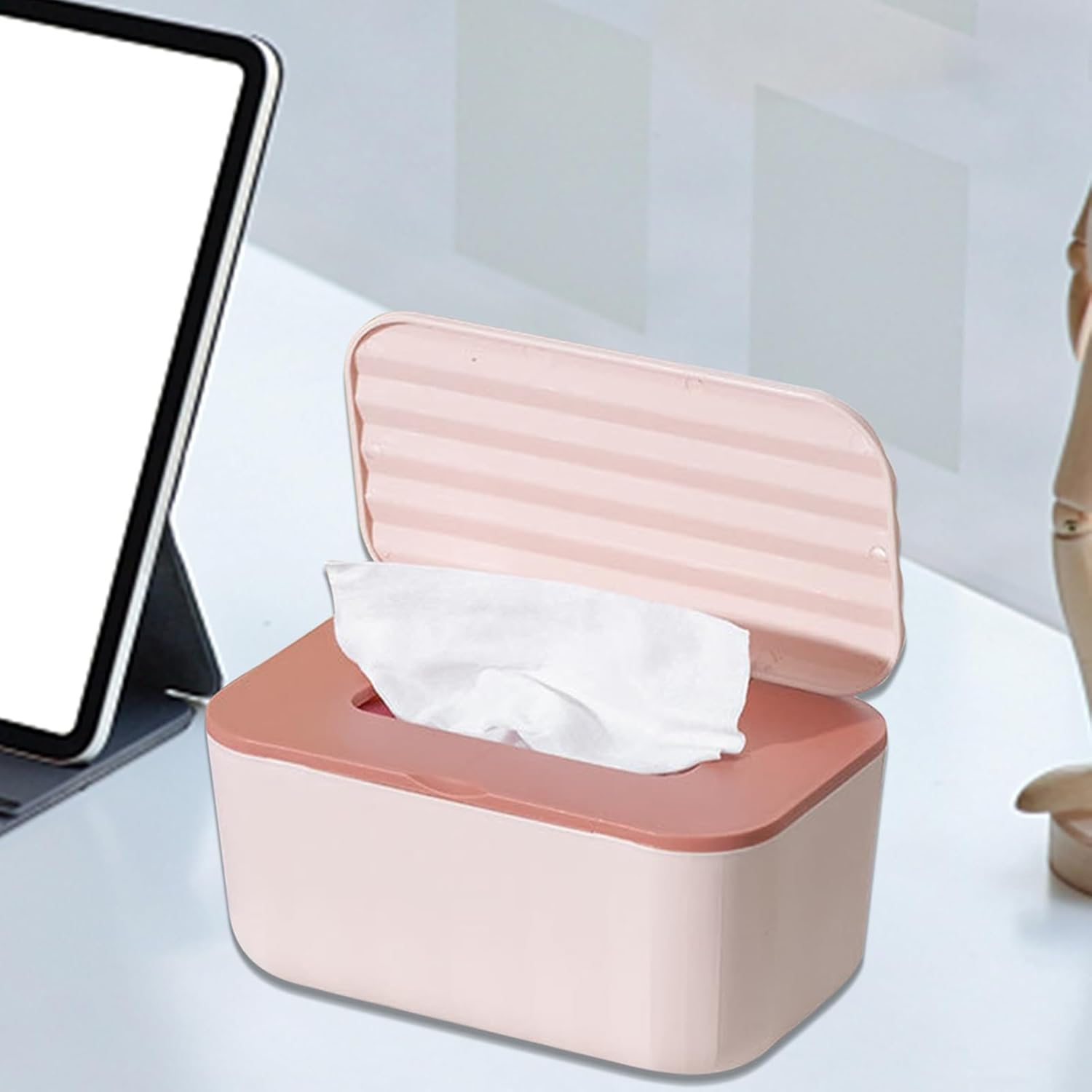 Wipes Box - Tissue Refillable Case for Desk - Sealable Multifunctional Dustproof Wipes Dispenser for Nursery Car Makeup Kitchen Toilet Diaper Travel Bathroom Table