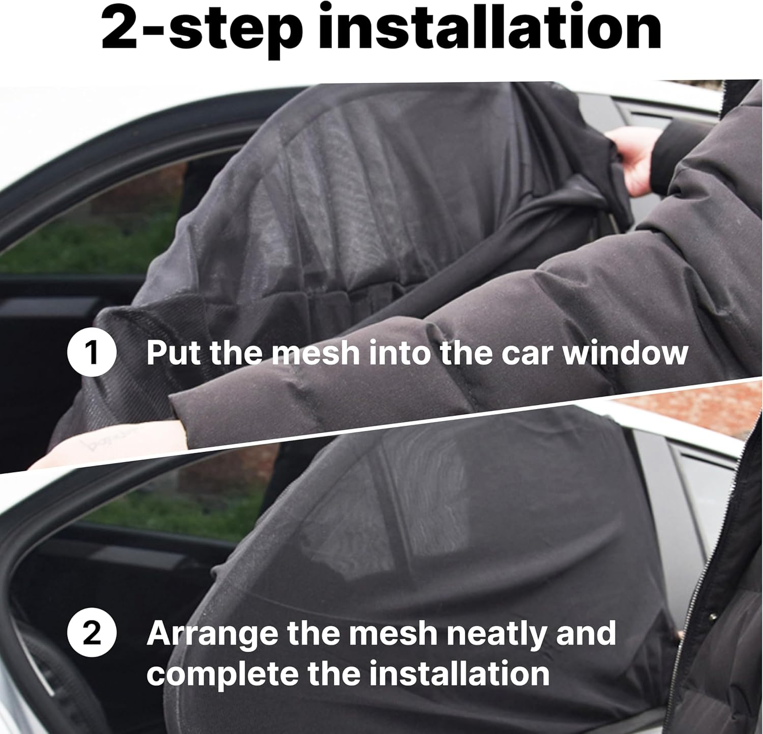 2 Pack Premium Car Window Shade, UV Protection Car Shades for Side Windows Baby, Full Coverage Car Window Sun Shade, Adjustable Mesh Car Window Cover for Baby, Fits Most Vehicles image number 3