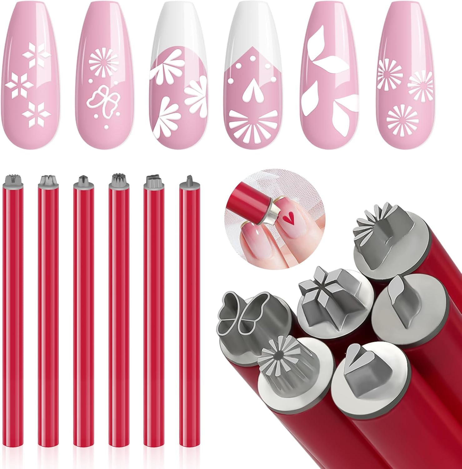 SAVILAND Essentials 3S Instant Nail Art Stamp Pen Set: Quick Precision Nail Stamp Pen with 6 PCS Different Pattern Flower Nails Art Stamp Pen for Nails Painting Gel Nails Nail Polish Beginner DIY Salon Manicures image number 5