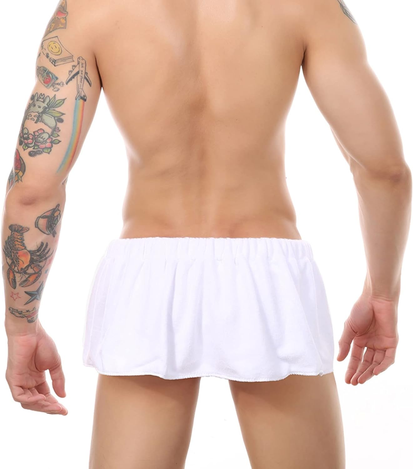 VOPHIA 2 Pack Men'S Towel Wrap Swimming Beach Towel Blanket Elastic Waist Towel for Sauna or Gym, Adjustable Bath Towel Wrap, Microfiber, White+Grey - Blue image number 7