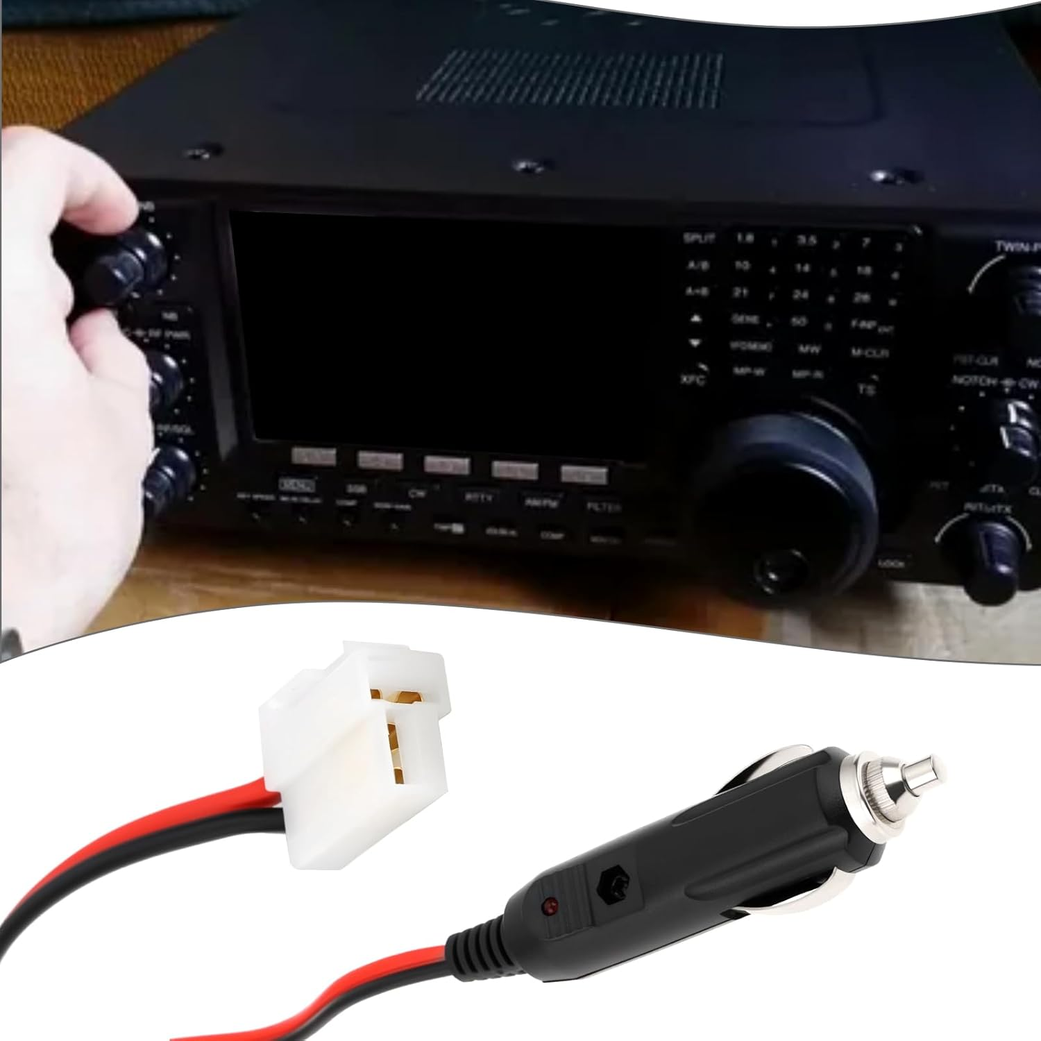 1PC Car Radio Power Cigarette Lighter 12V 50W with LED Indicator Compatible with Kenwood Compatible with Icom Mobile Radio Line Length 110Cm image number 6